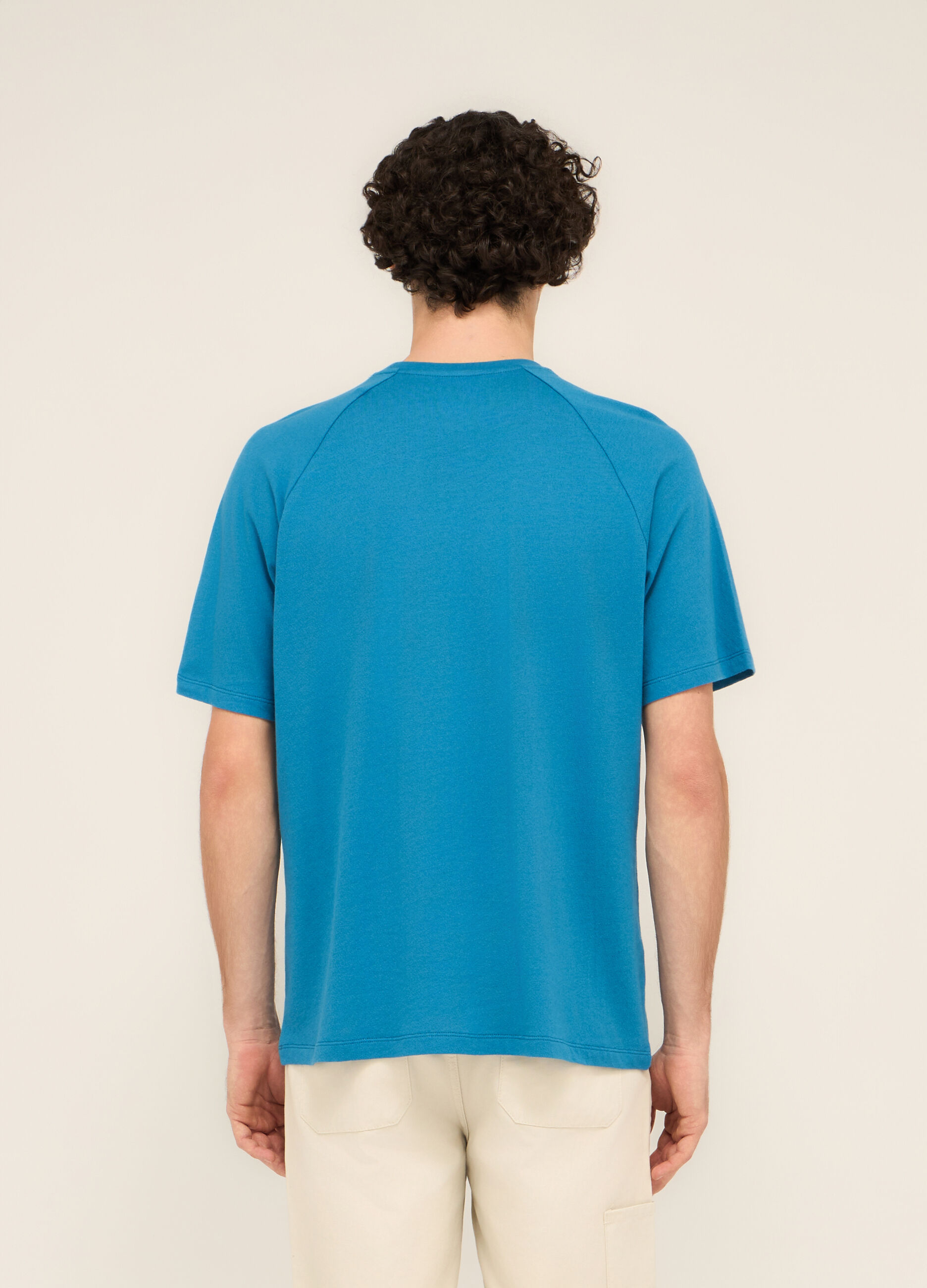 T-shirt girocollo in cotone e lino uomo_1