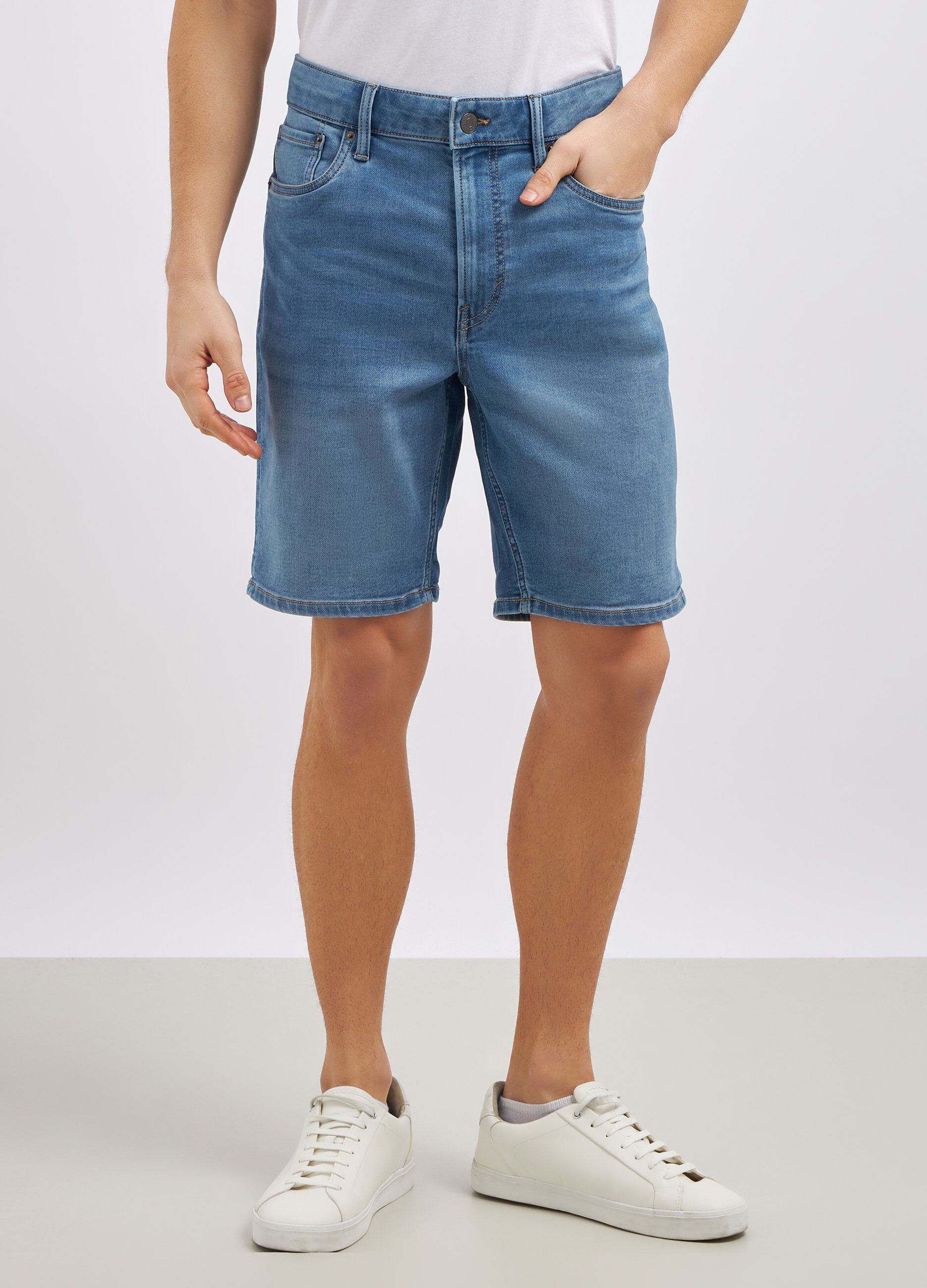 Shorts in denim di misto cotone stretch uomo