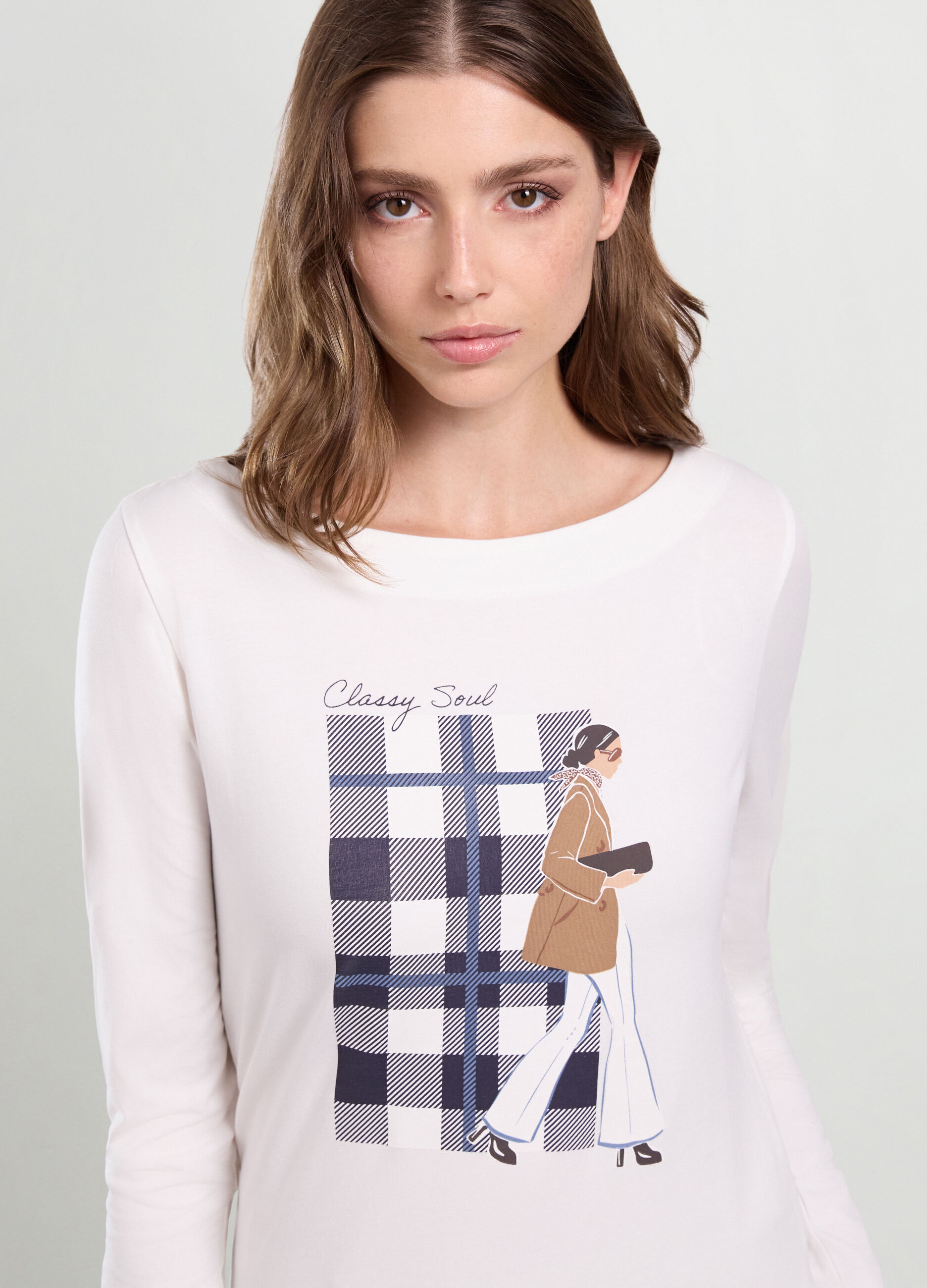 T-shirt in jersey di cotone stretch donna_2