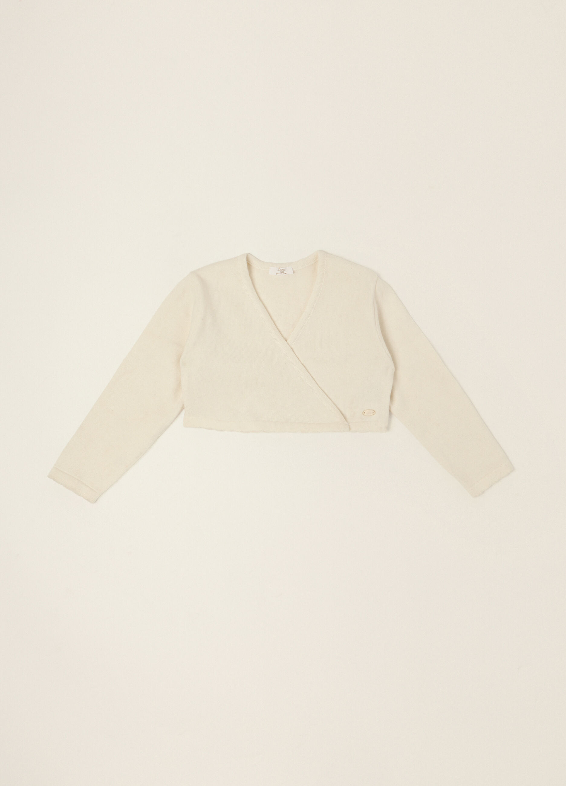 Cardigan bianco in puro cotone da neonata_0