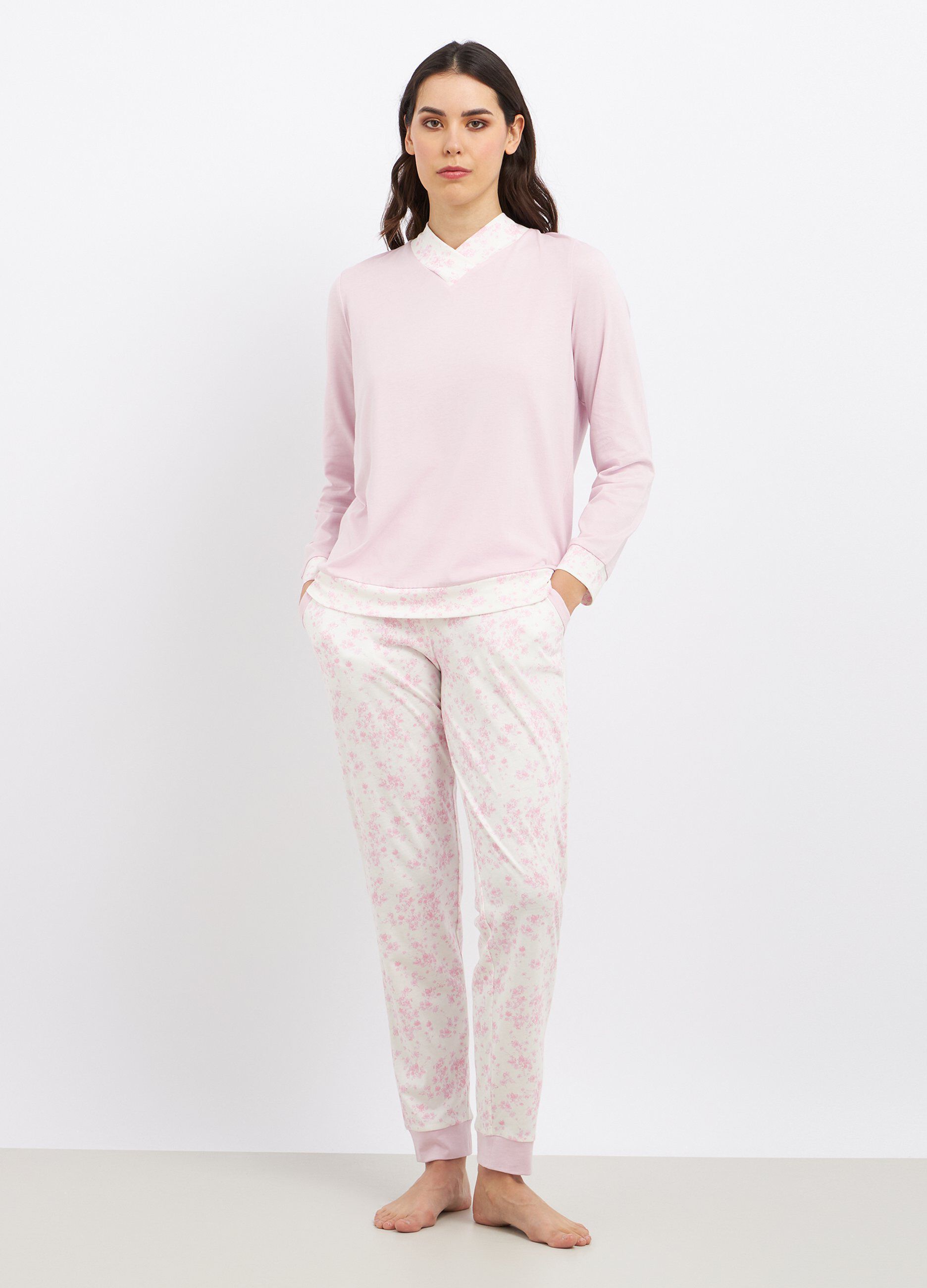 Set pigiama lungo in misto cotone donna_0