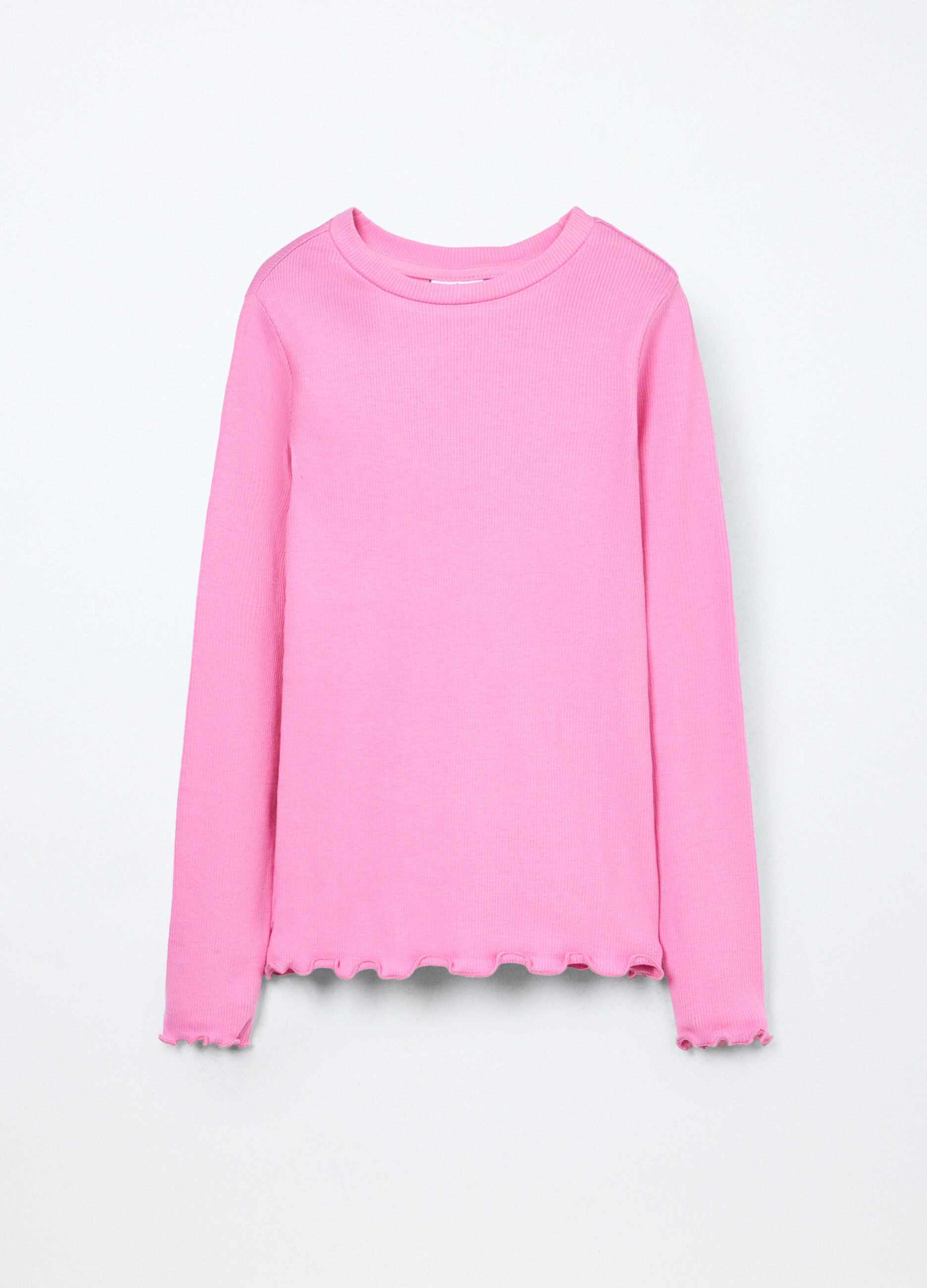 T-shirt in costina di cotone stretch bambina