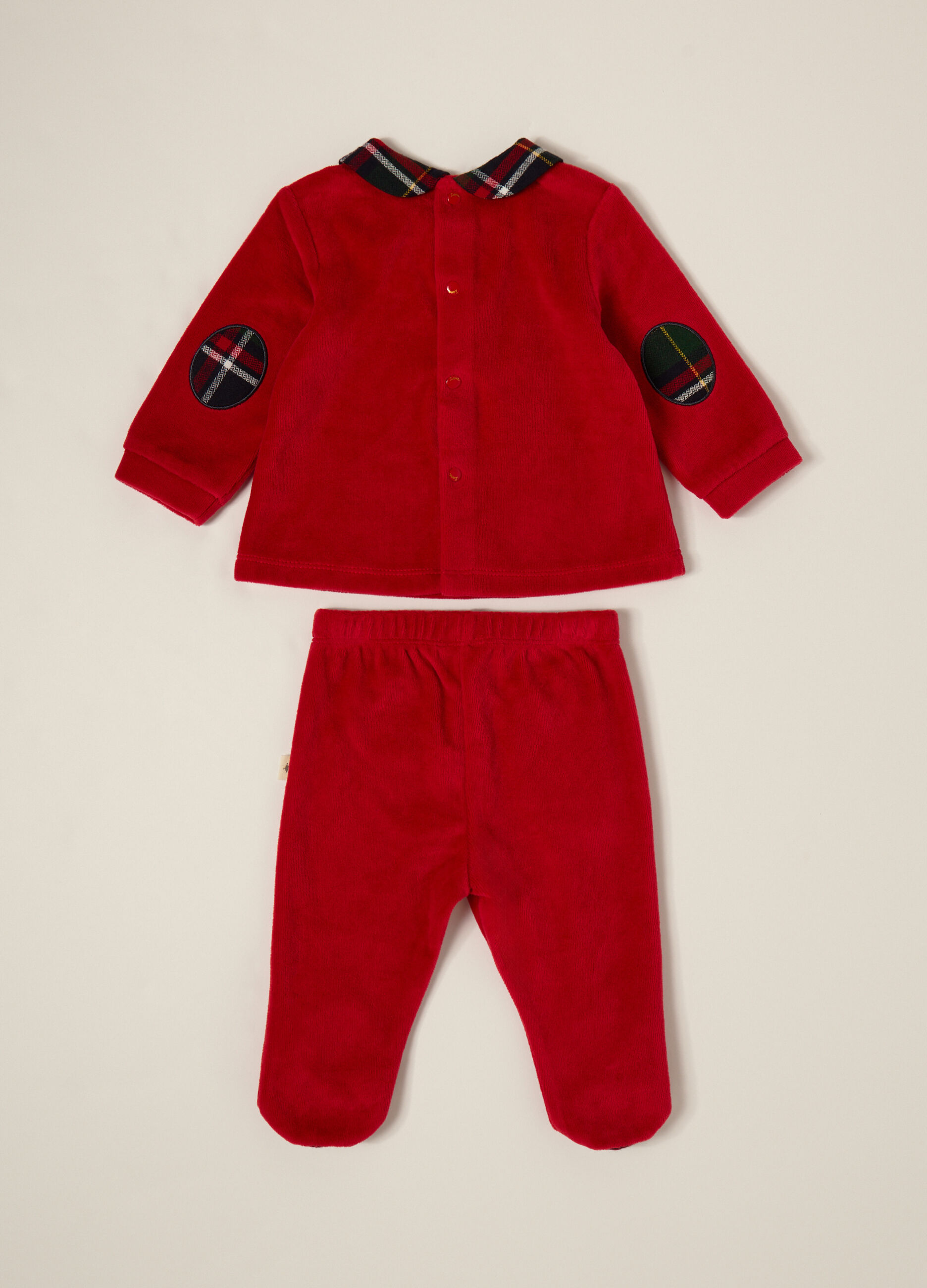 Completo rosso in velour con orsetto_1