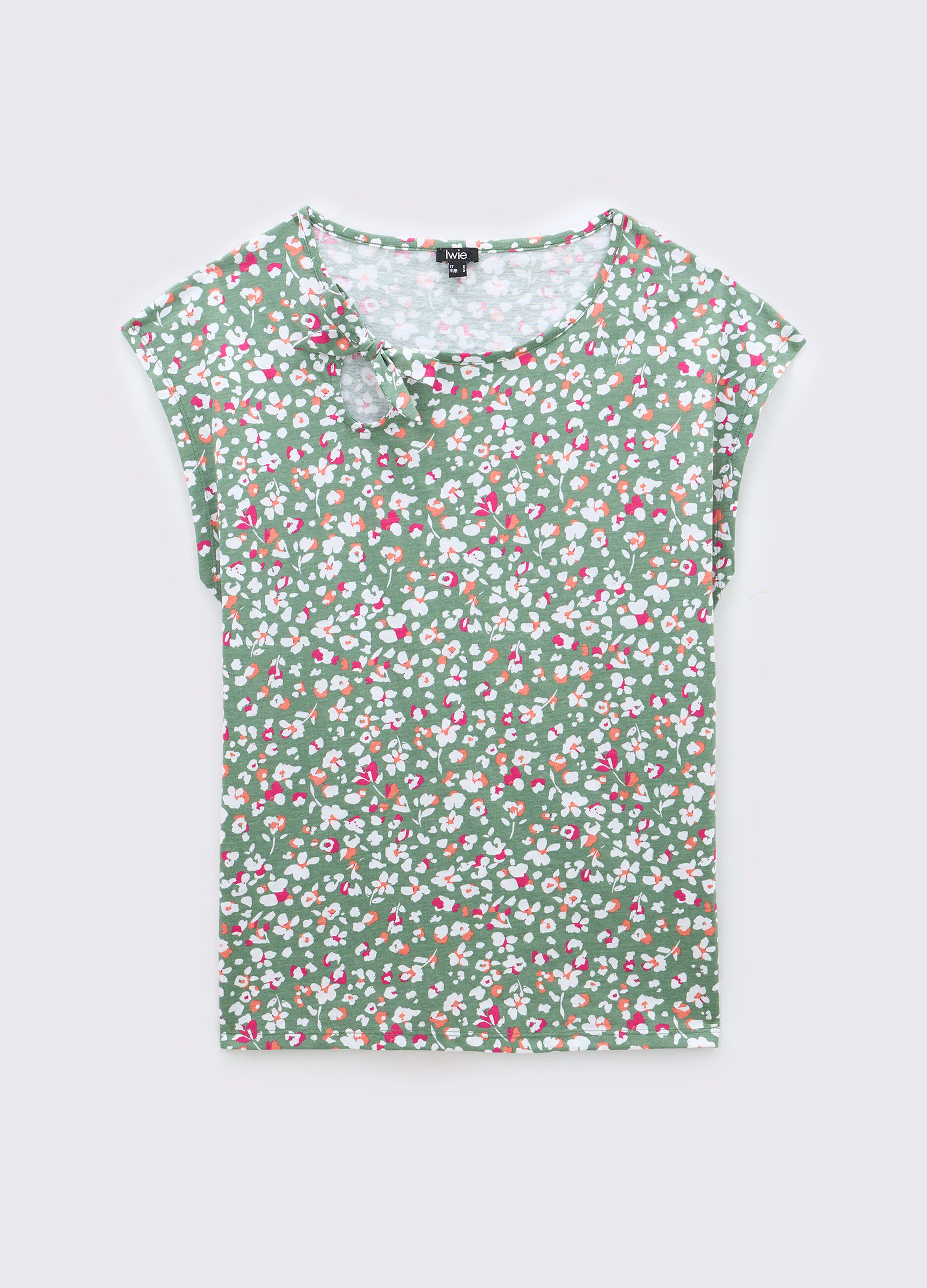 T-shirt in puro cotone con cut out donna_0