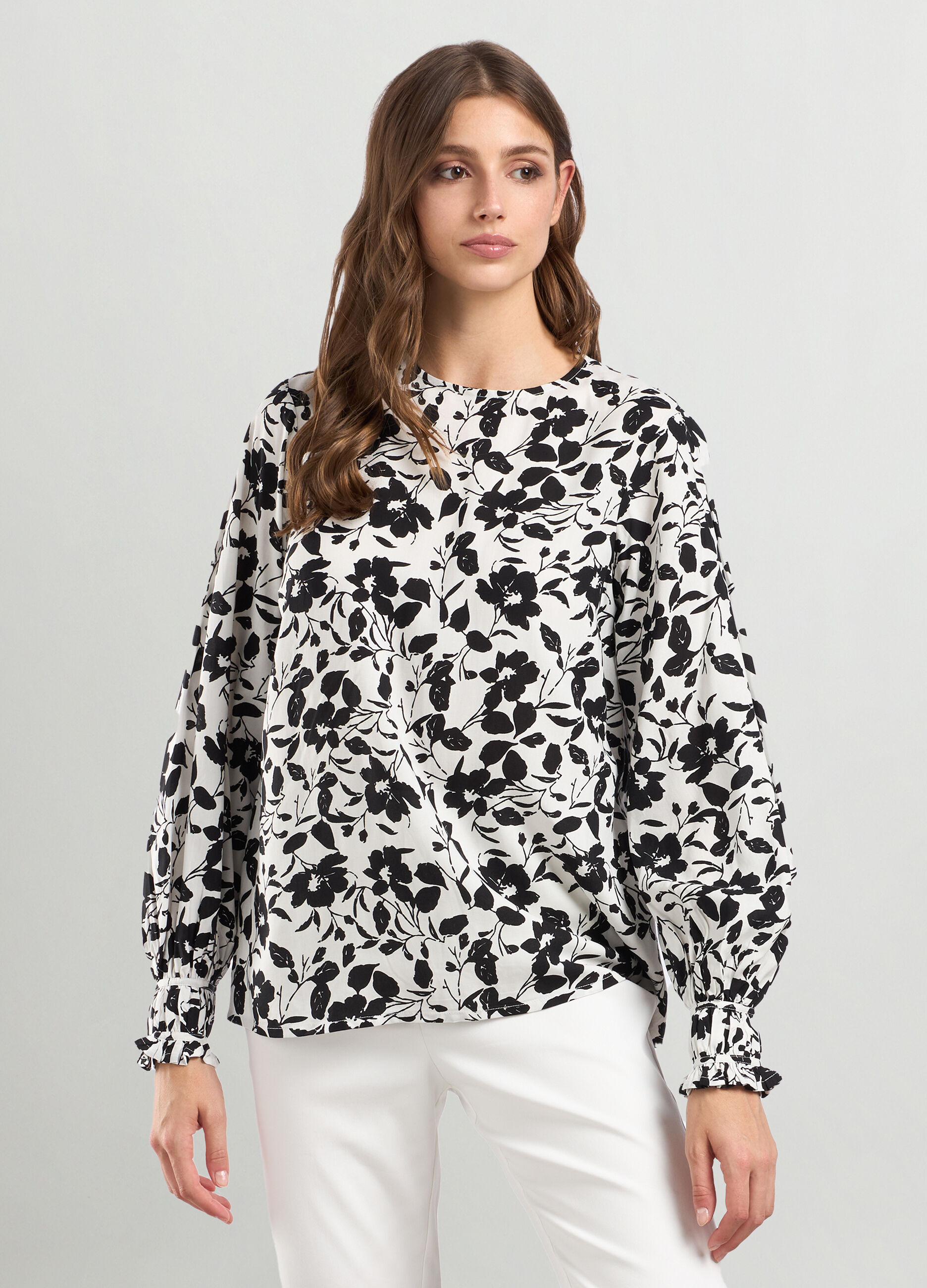 Blusa in pura viscosa con stampa donna_0