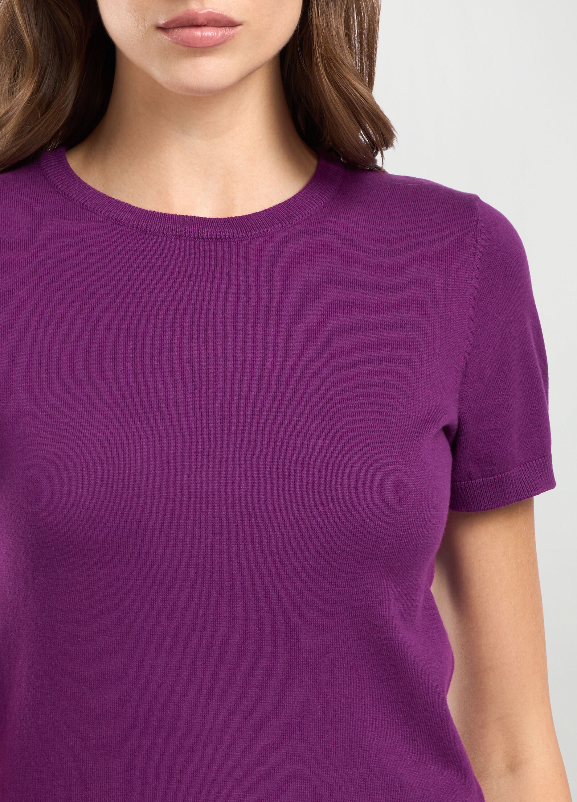 Tricot misto cotone a maniche corte donna_2