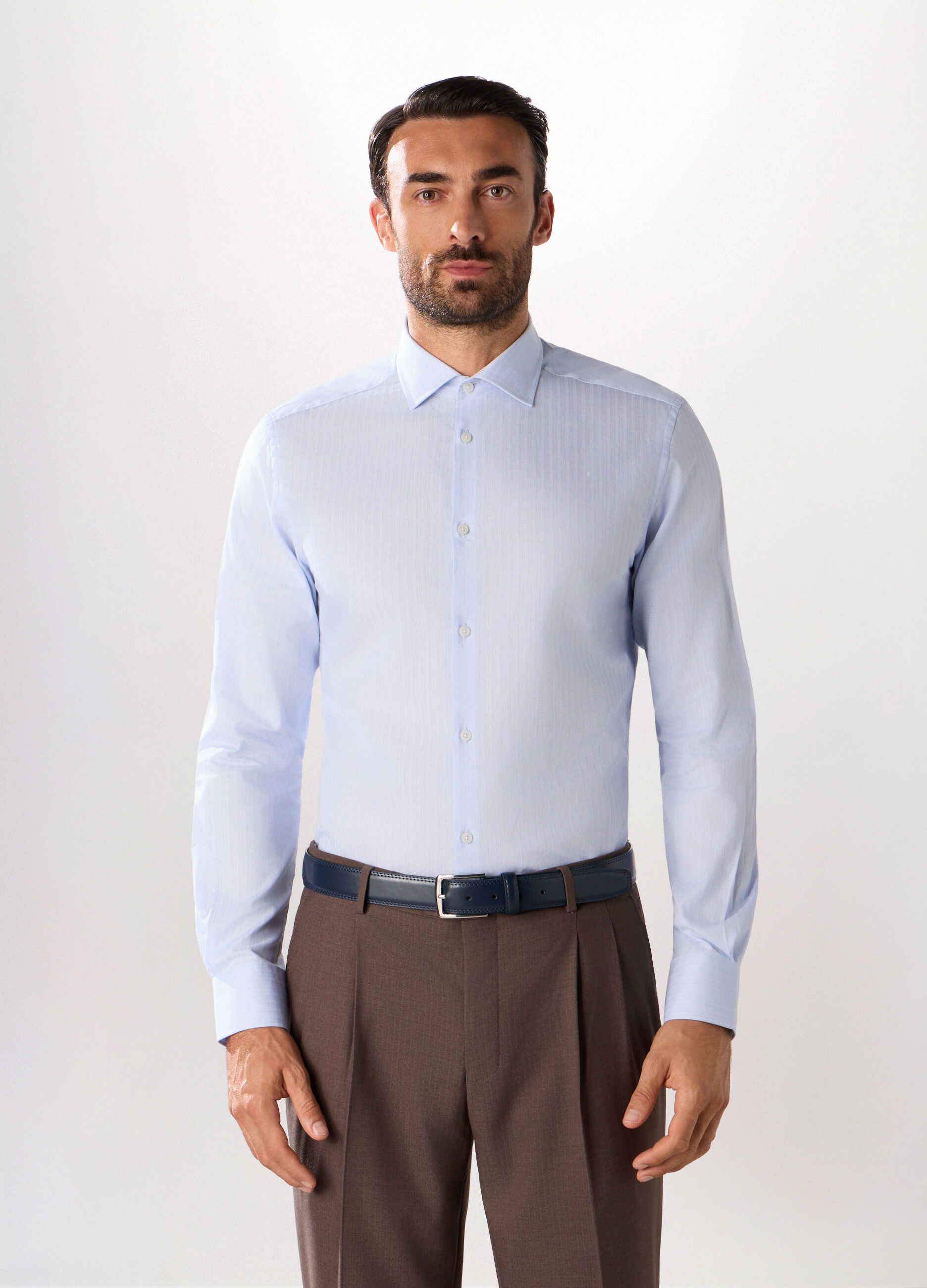 Camicia regular fit in puro cotone a righe uomo_0