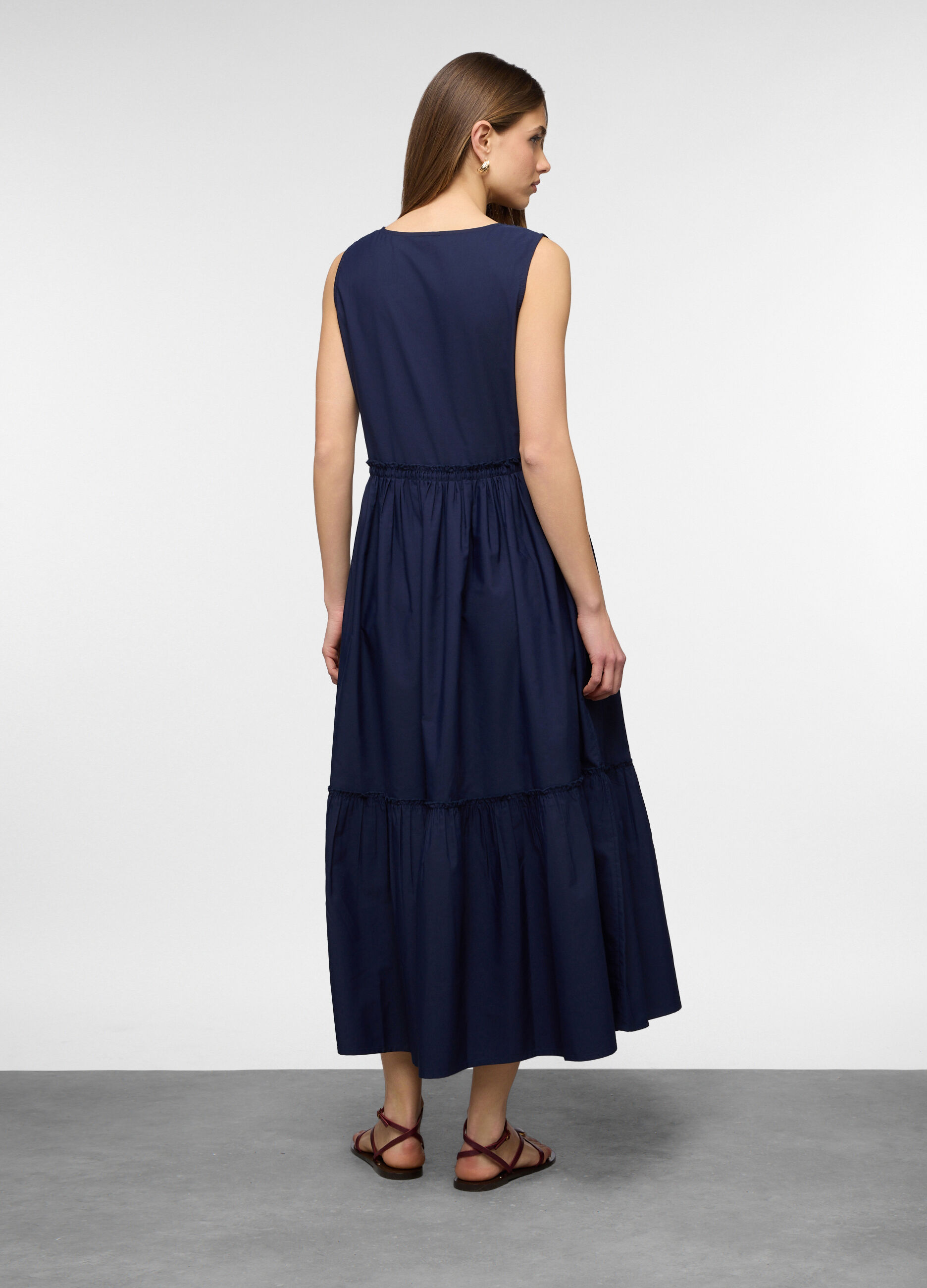 Abito lungo in popeline misto cotone donna_1