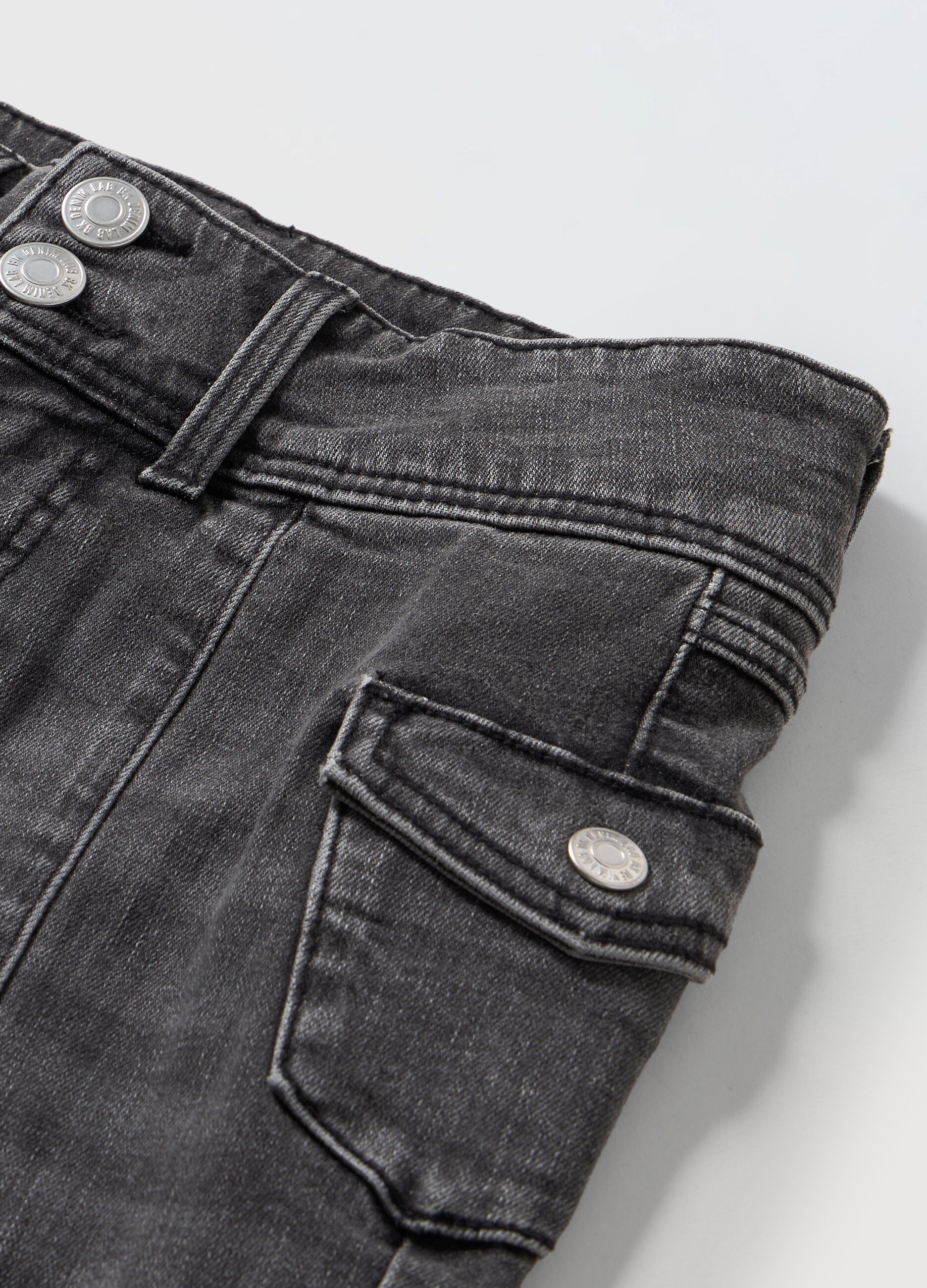 Pantaloni in denim stretch wide fit ragazza_1