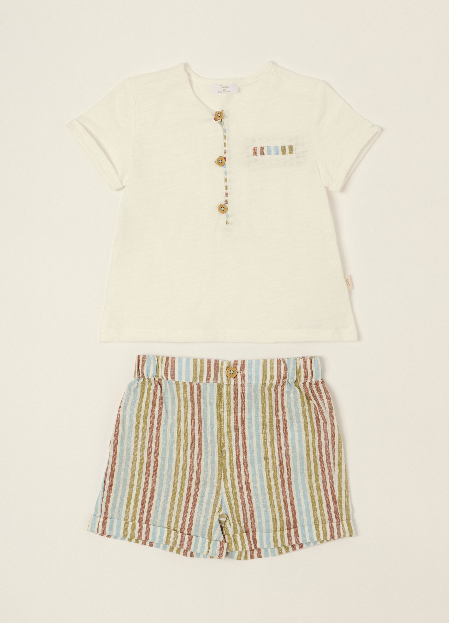 Set bianco e multicolor in puro cotone_0