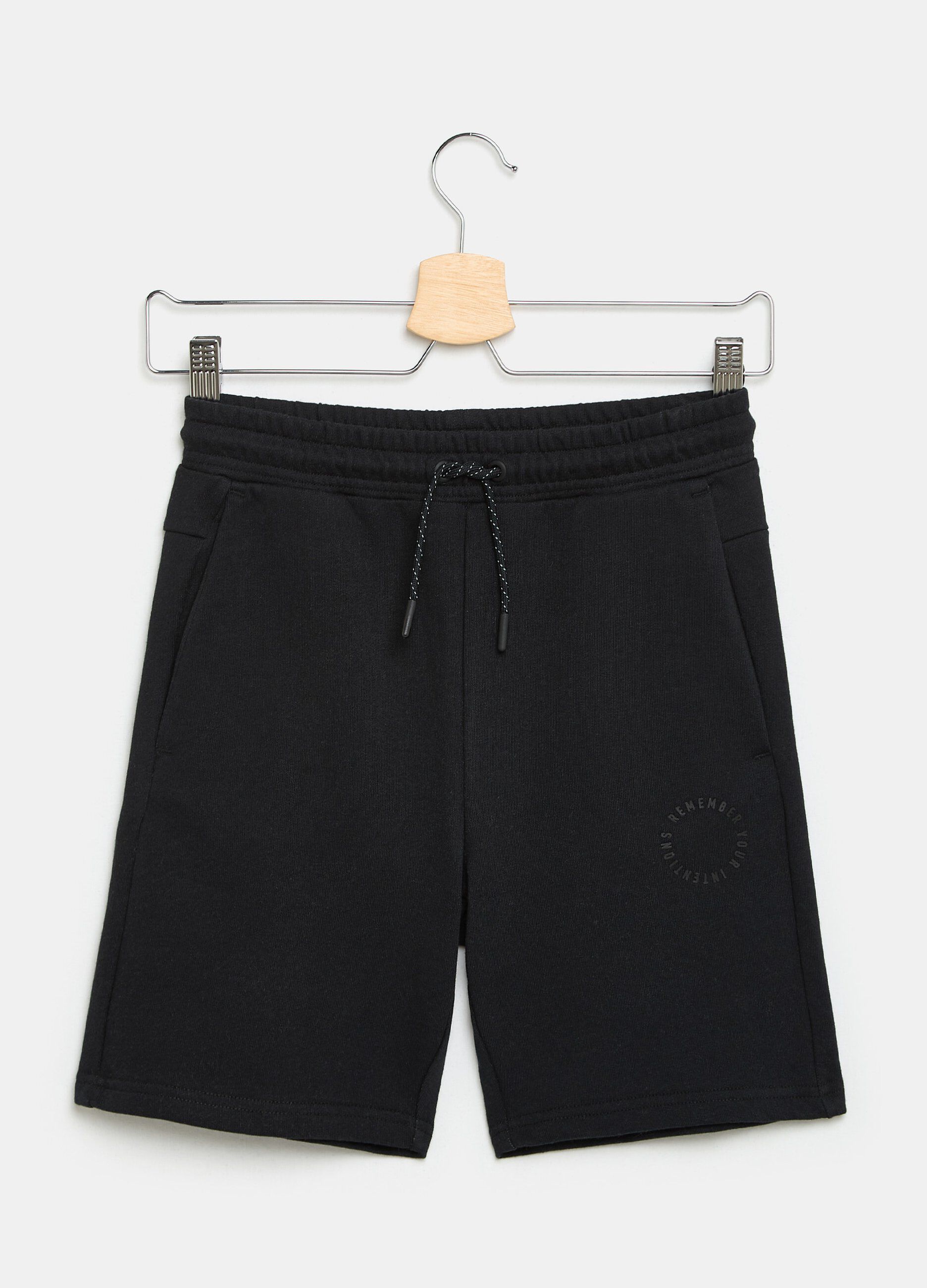 Pantaloncini jogger tinta unita in felpa di cotone ragazzo