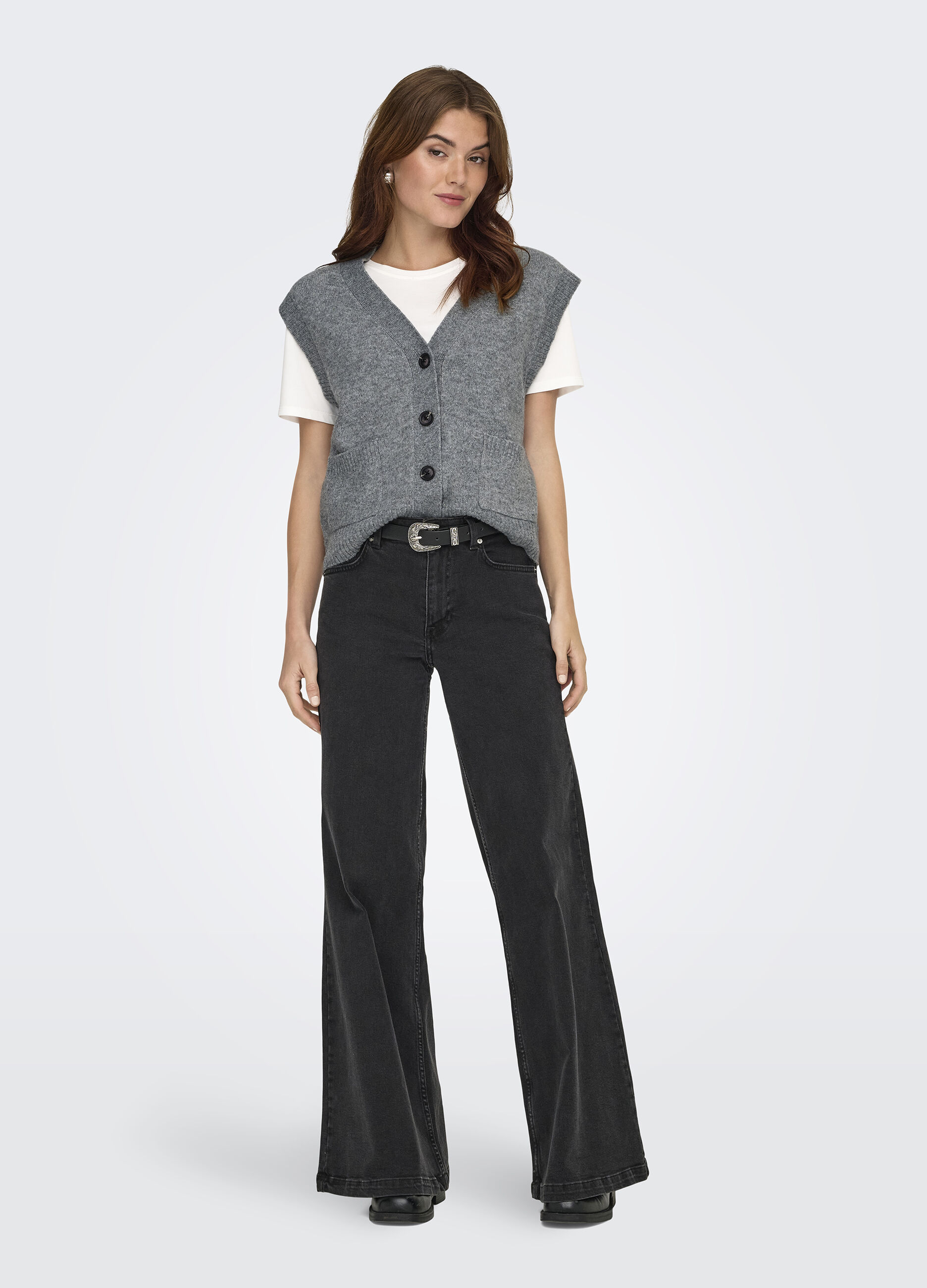 Cardigan in maglia con scollo a V_0