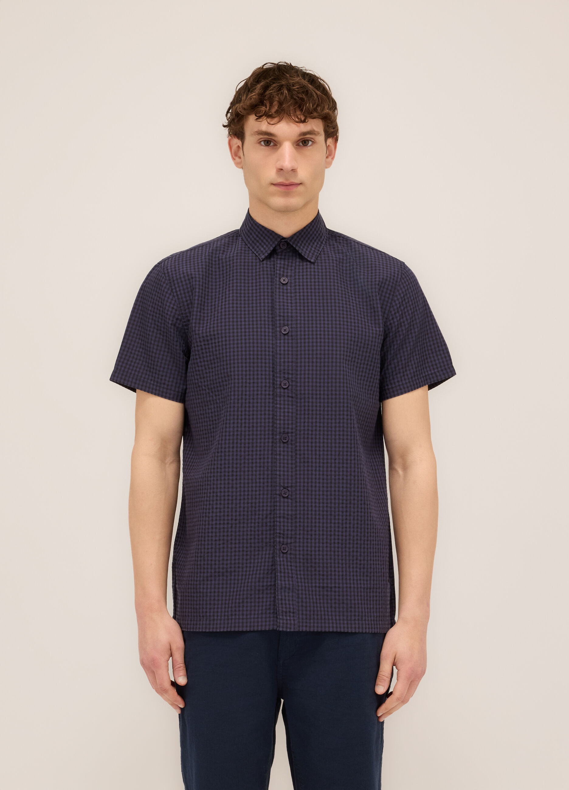 Camicia a maniche corte a quadretti uomo
