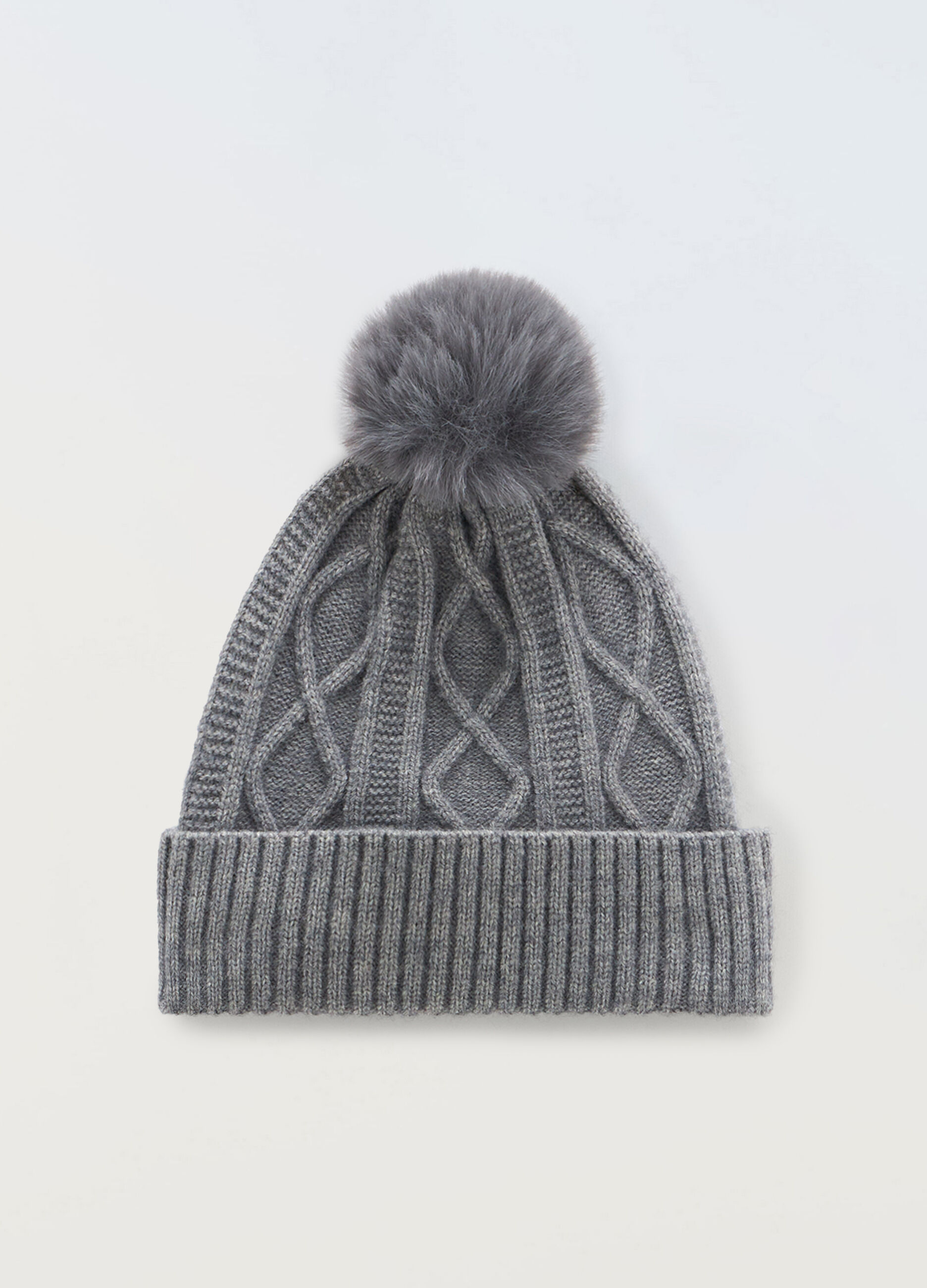 Berretto tricot con pom pon donna_0