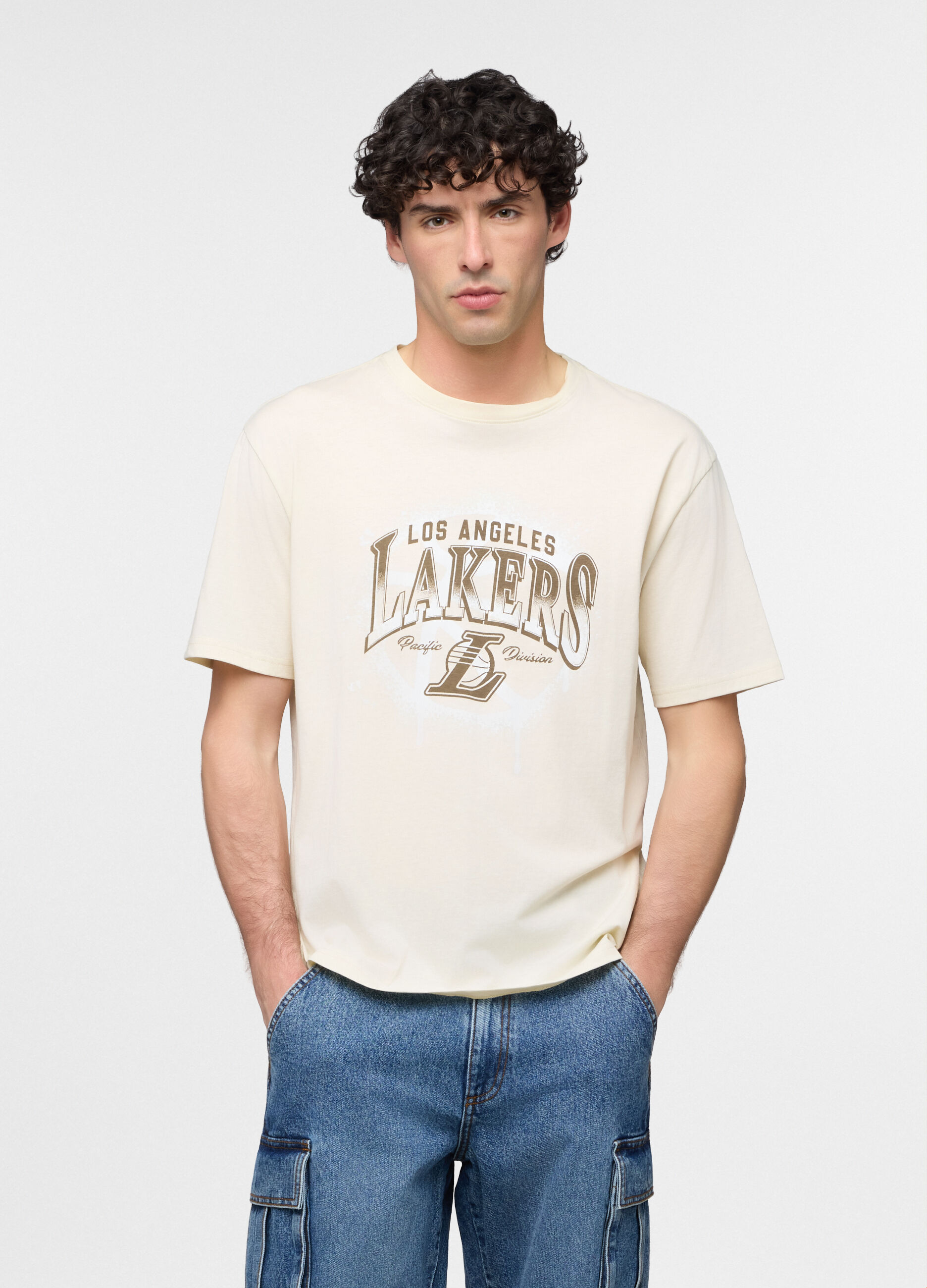 T-shirt girocollo Los Angeles Lakers di cotone uomo_0