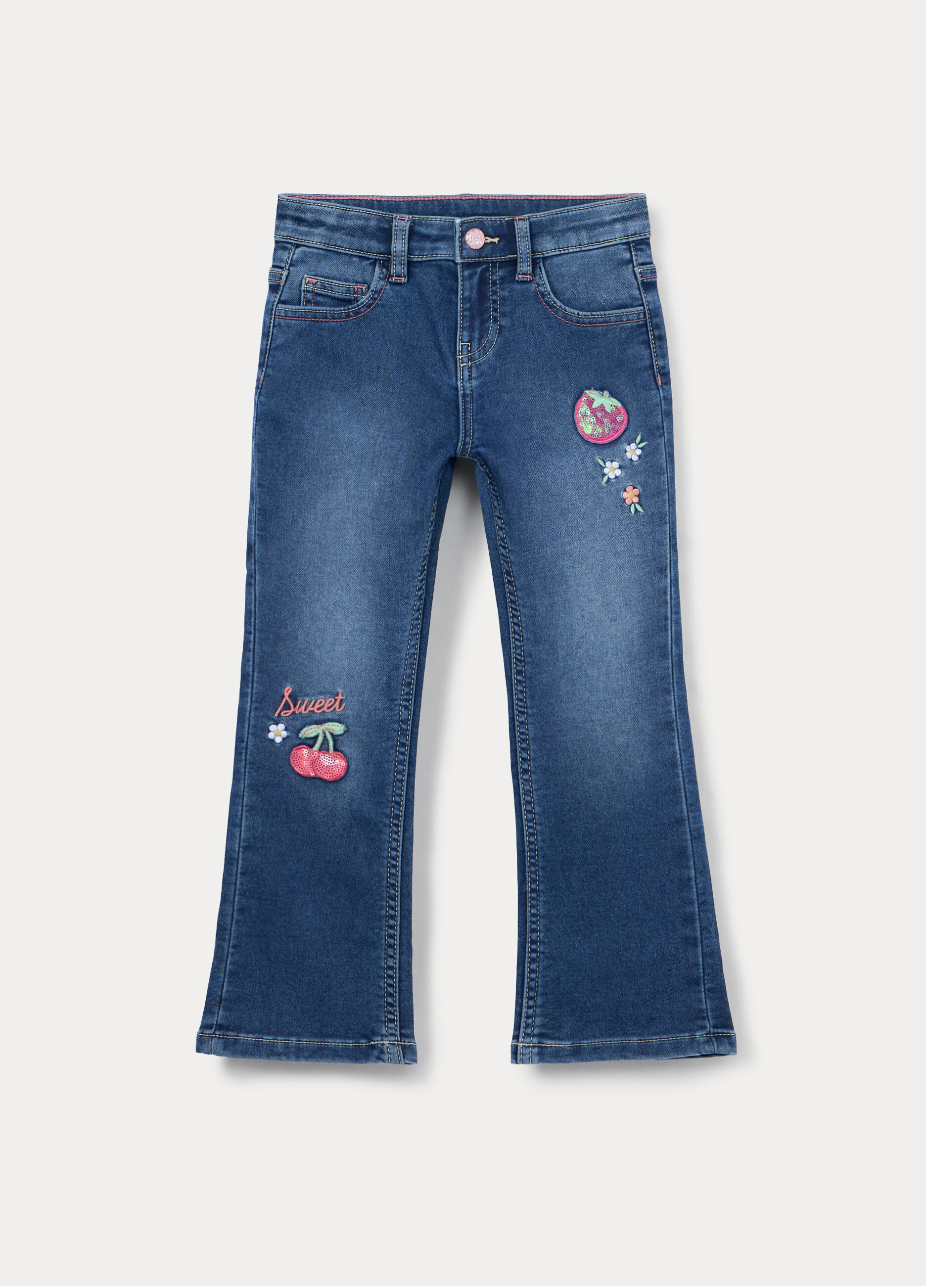 Jeggings flare fit in french terry denim bambina_0