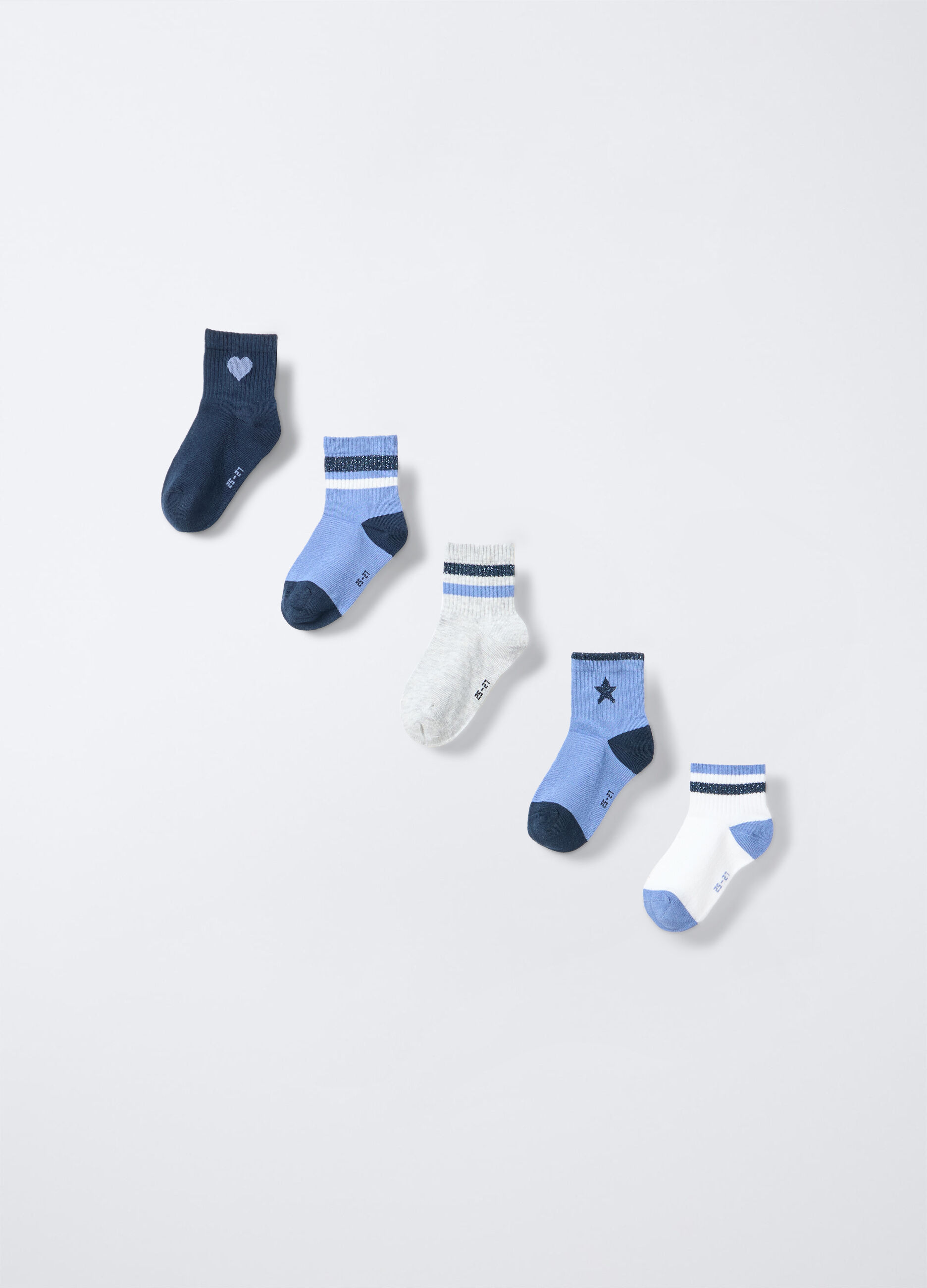 Pack 5 calze corte misto cotone stretch bambina_1