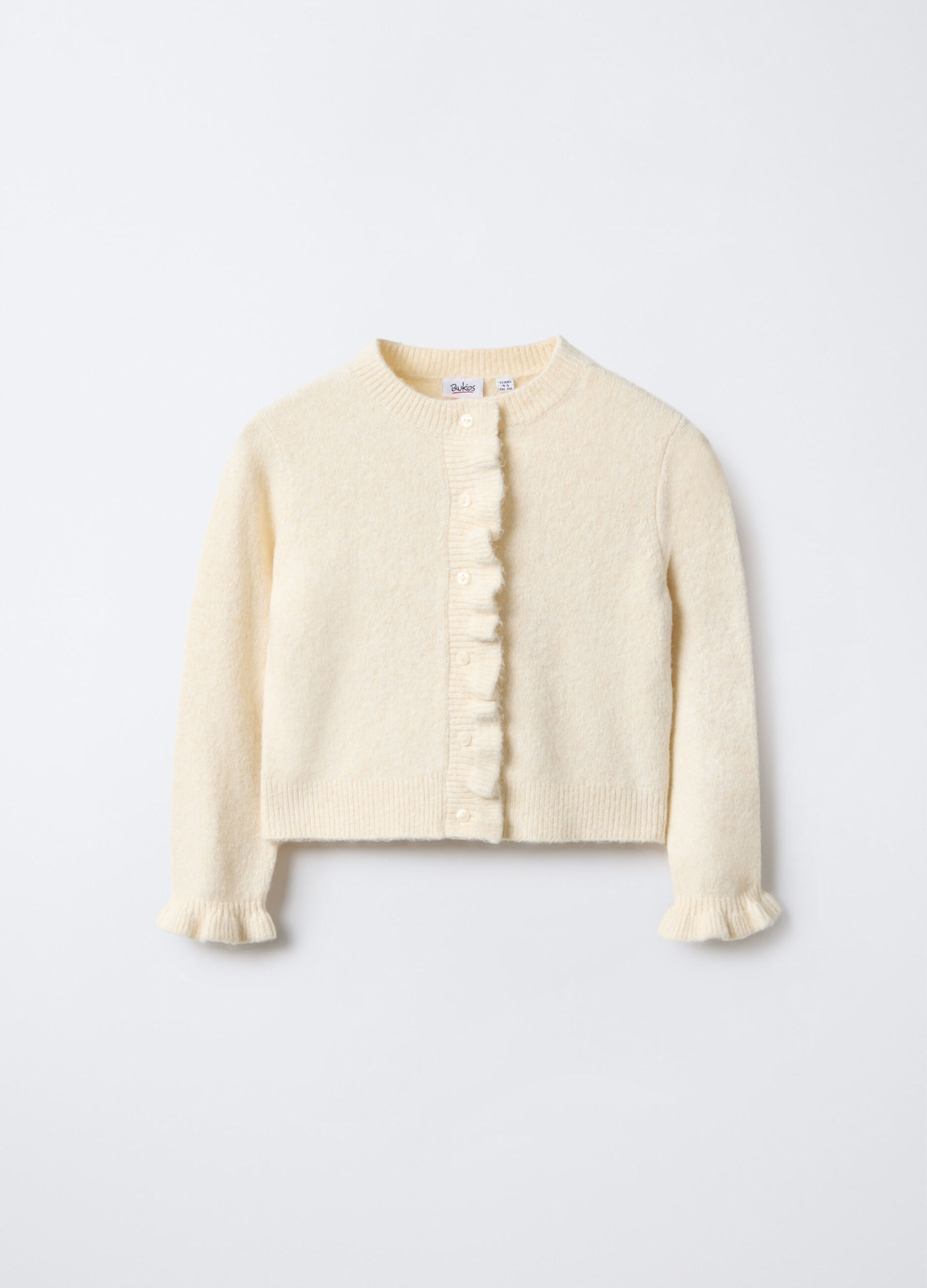 Cardigan girocollo misto lana bambina_0