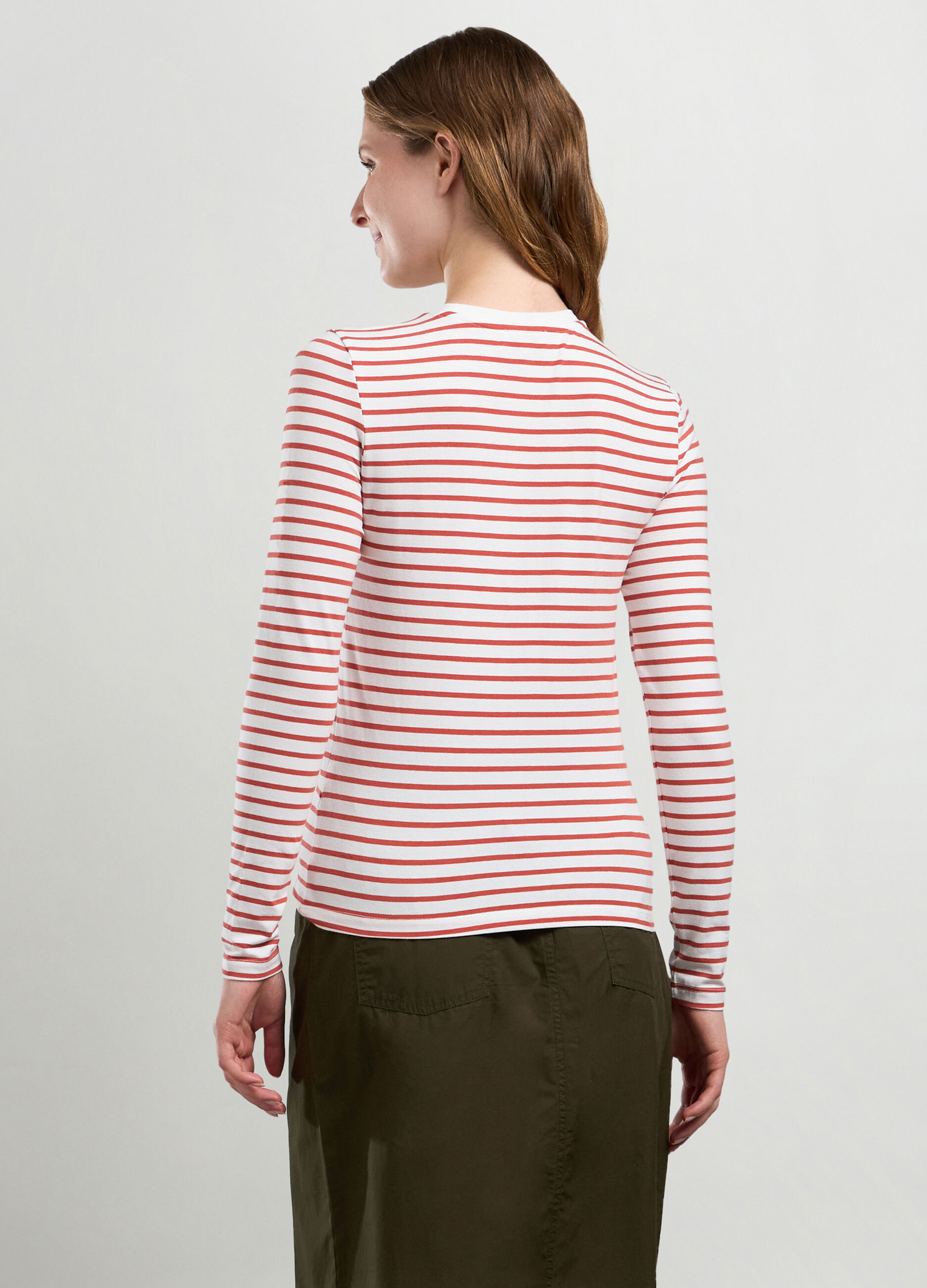 T-shirt a righe in puro cotone donna_1