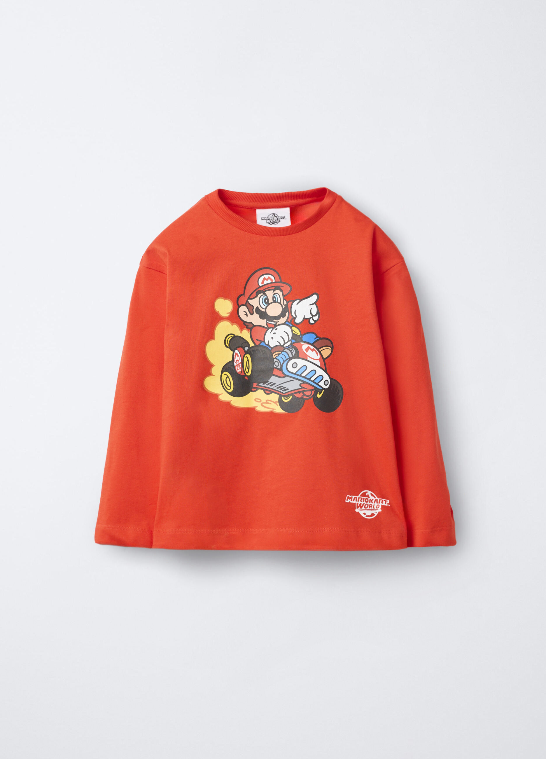 T-shirt girocollo Mario Kart World in jersey di puro cotone bambino_0
