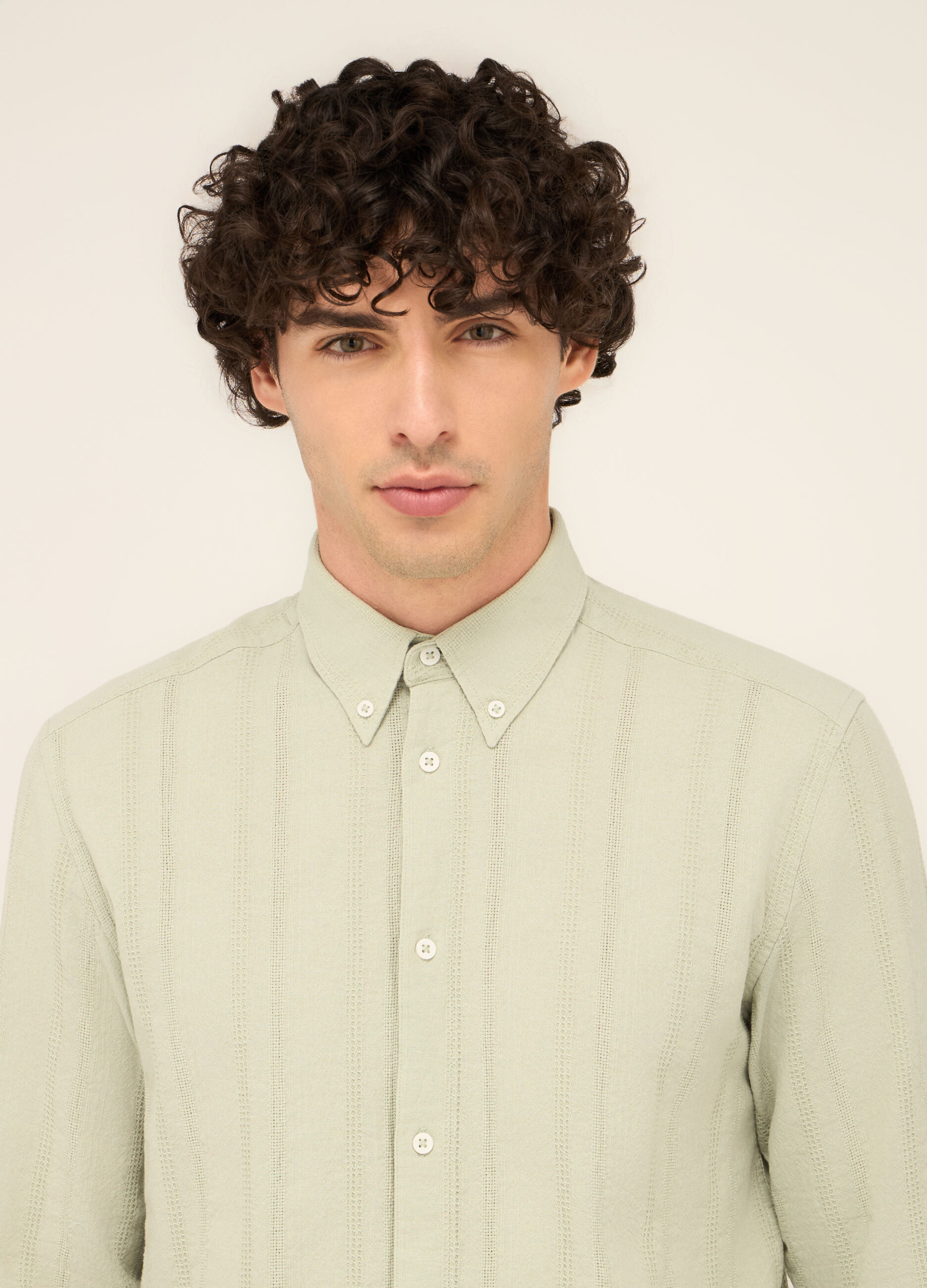 Camicia colletto button-down in cotone uomo