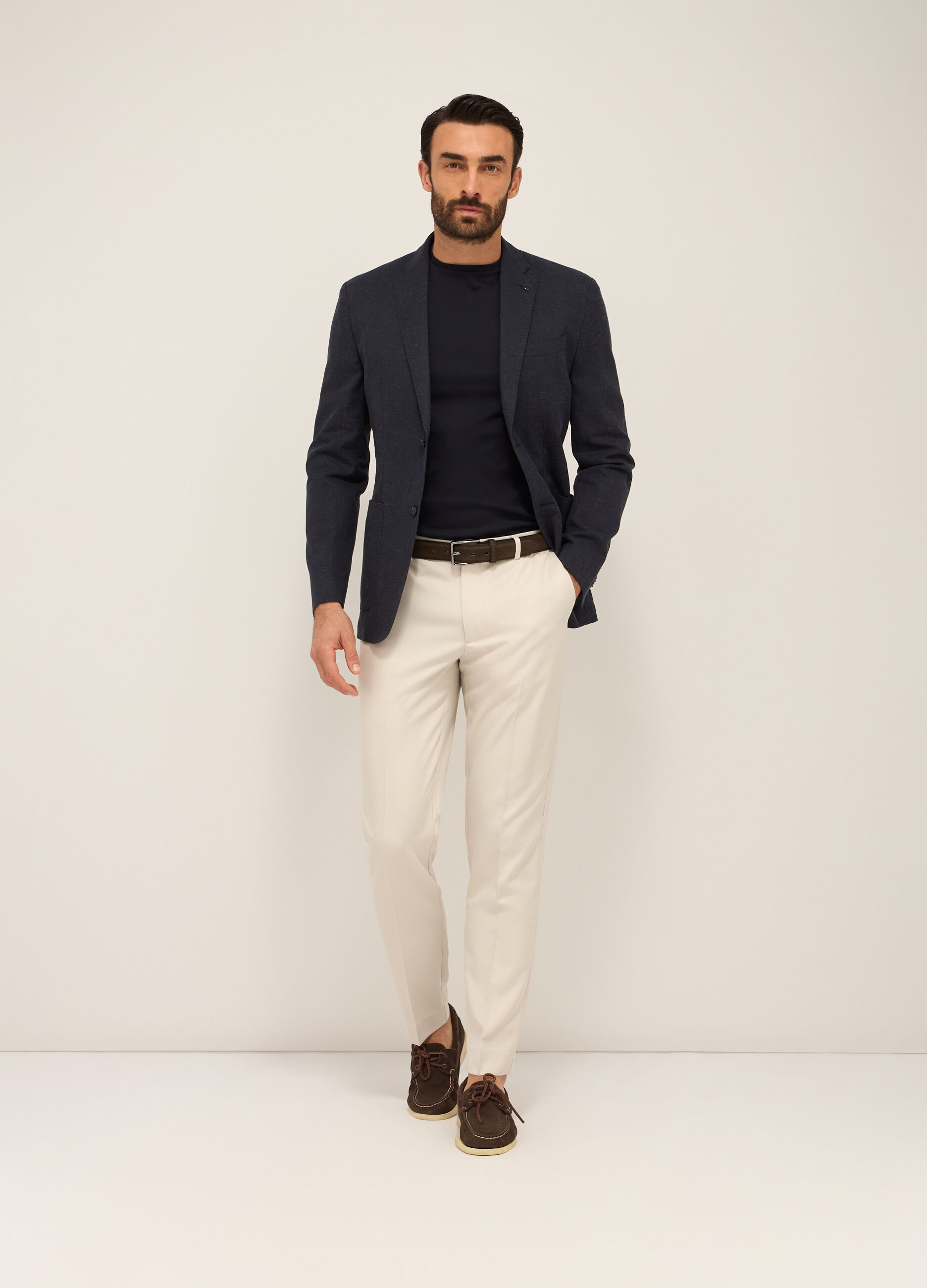 Blazer in cotone e lino fiammato uomo_0