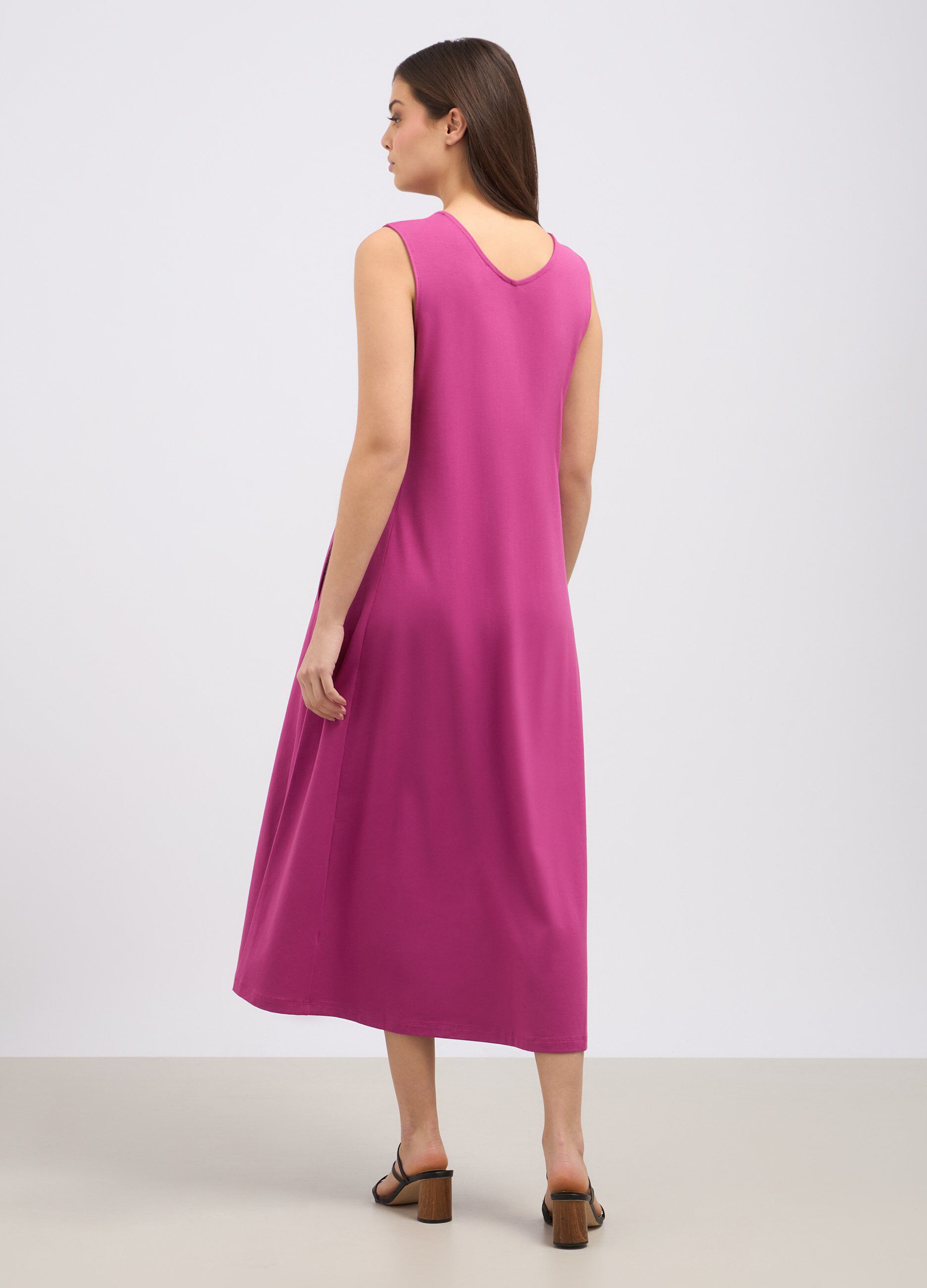 Abito smanicato in cotone stretch donna_1