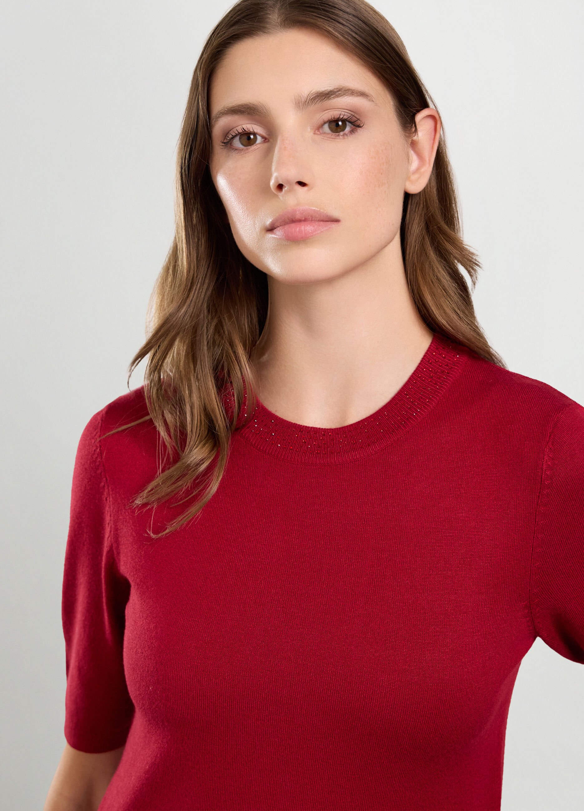 Tricot misto viscosa a maniche corte donna_2