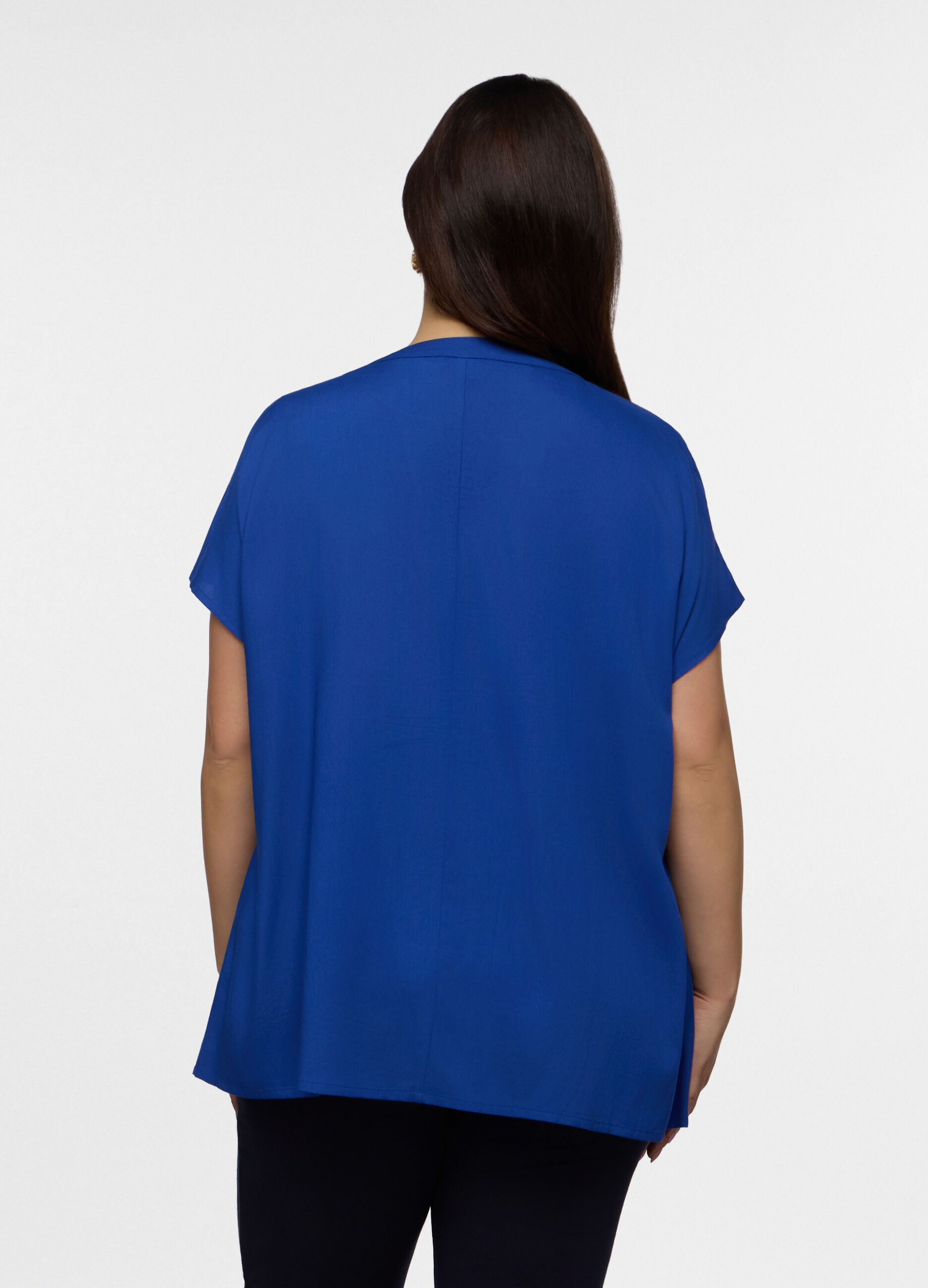Blusa Fit Regular con scollo a V in pura viscosa donna curvy_1