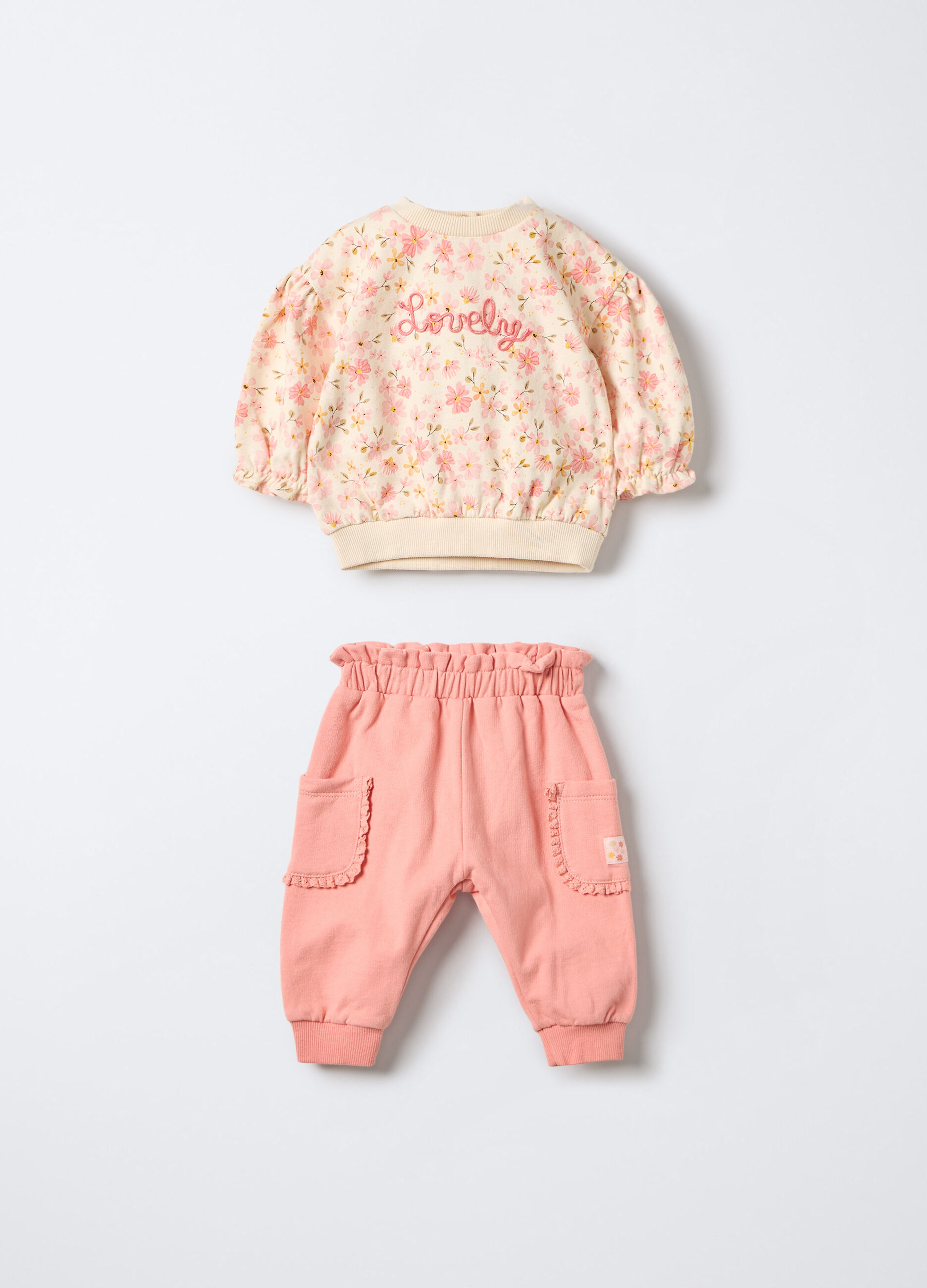 Jogging set in felpa di puro cotone neonata