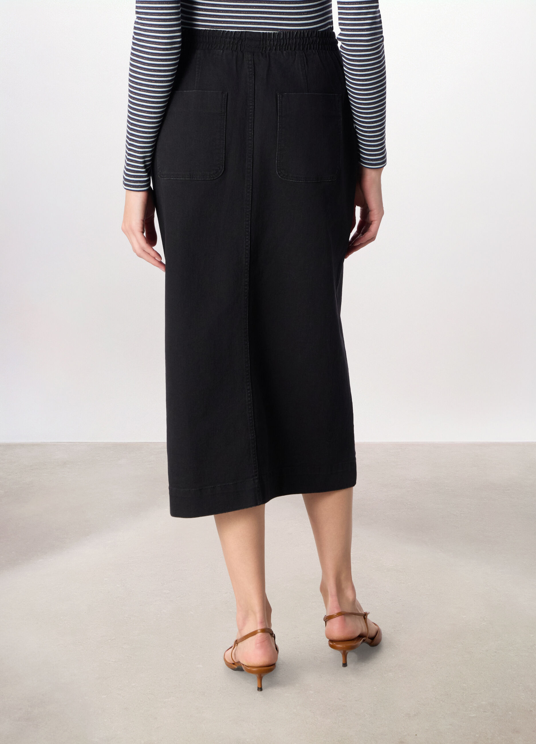 Gonna lunga in denim misto cotone donna_2