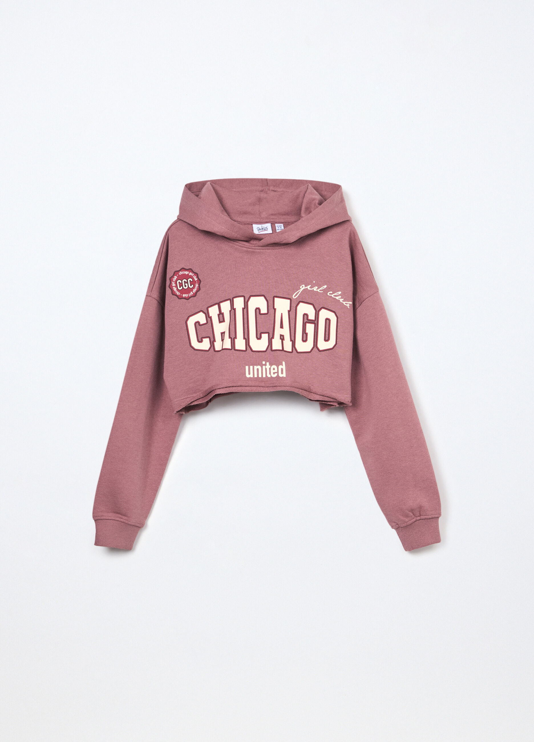 Felpa cropped in french terry di puro cotone ragazza_0