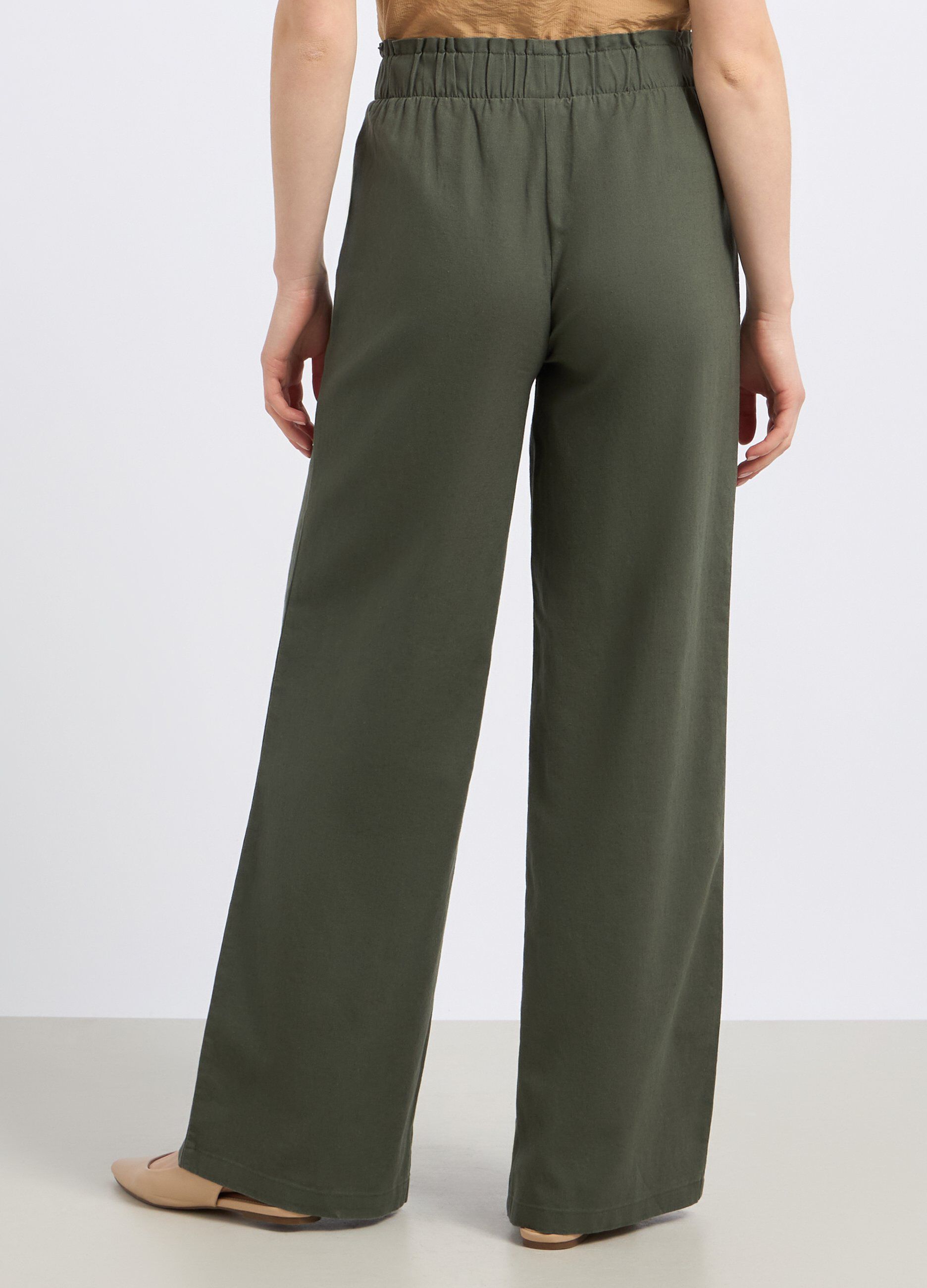 Pantaloni palazzo in misto lino donna_1