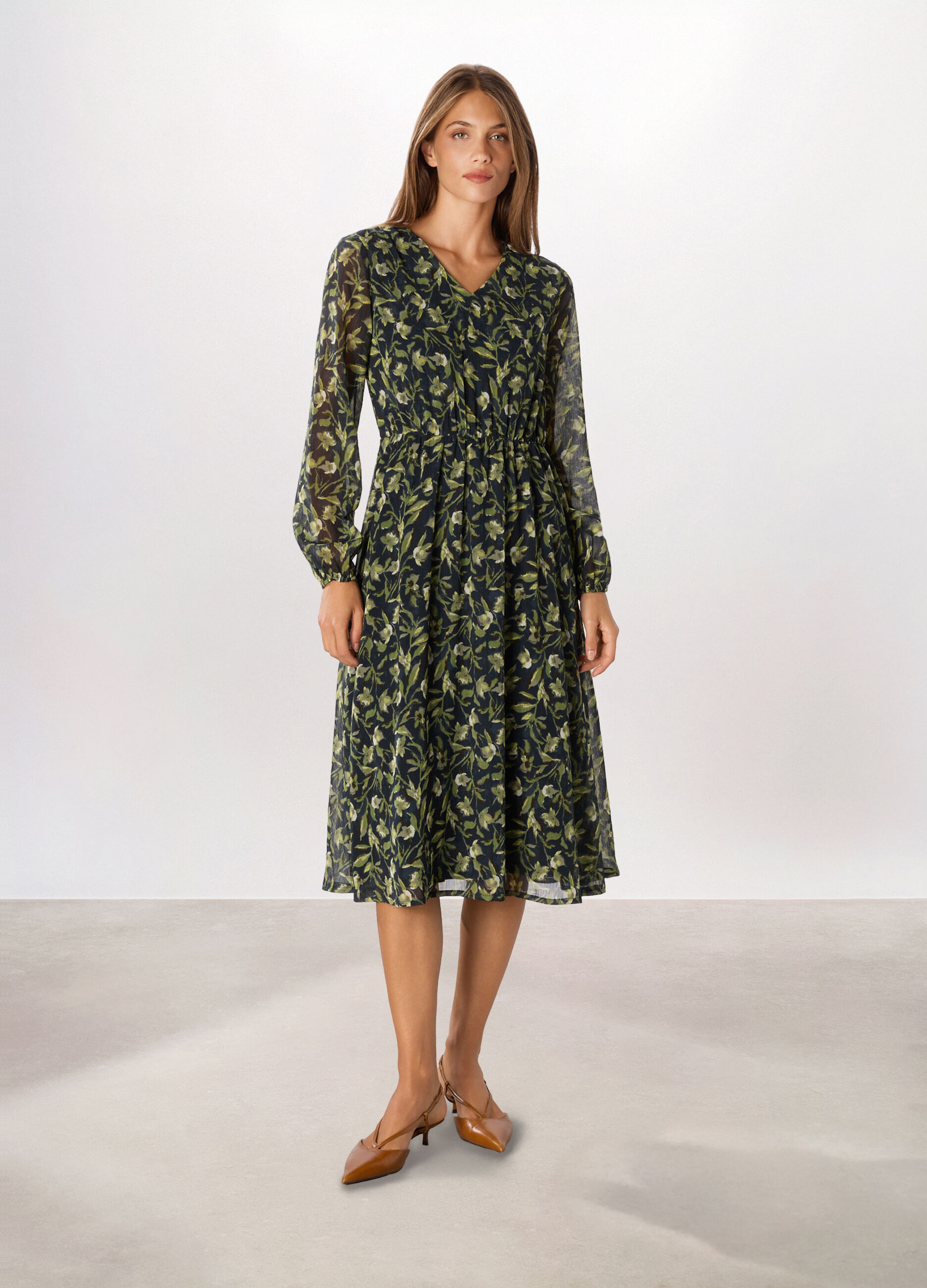 Abito lungo con stampa donna_0