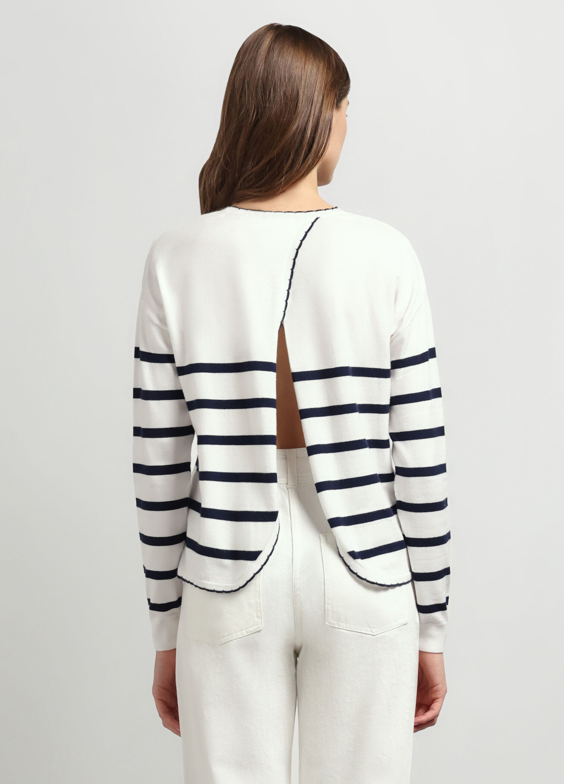 Tricot misto viscosa con motivo a righe donna_1