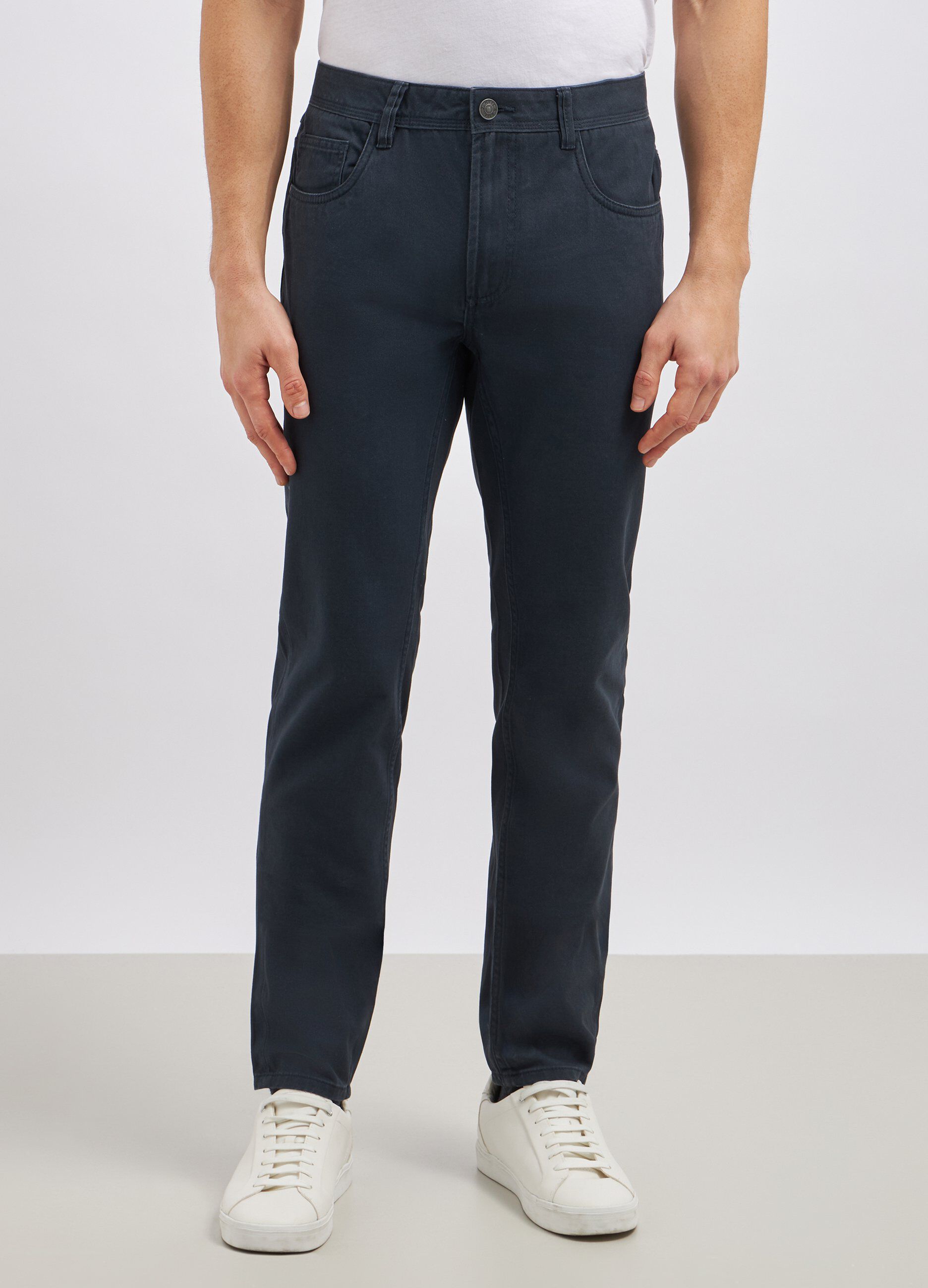 Pantaloni slim fit in puro cotone uomo_1