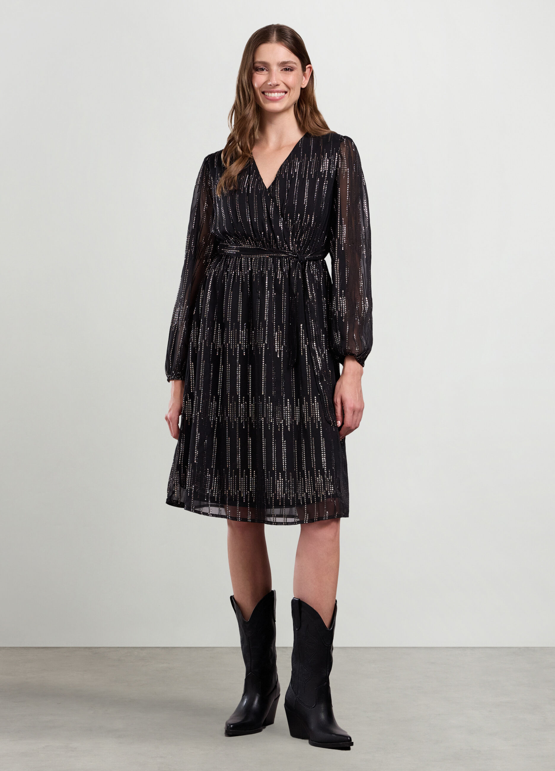 Abito con lavorazione in filo lurex donna_0