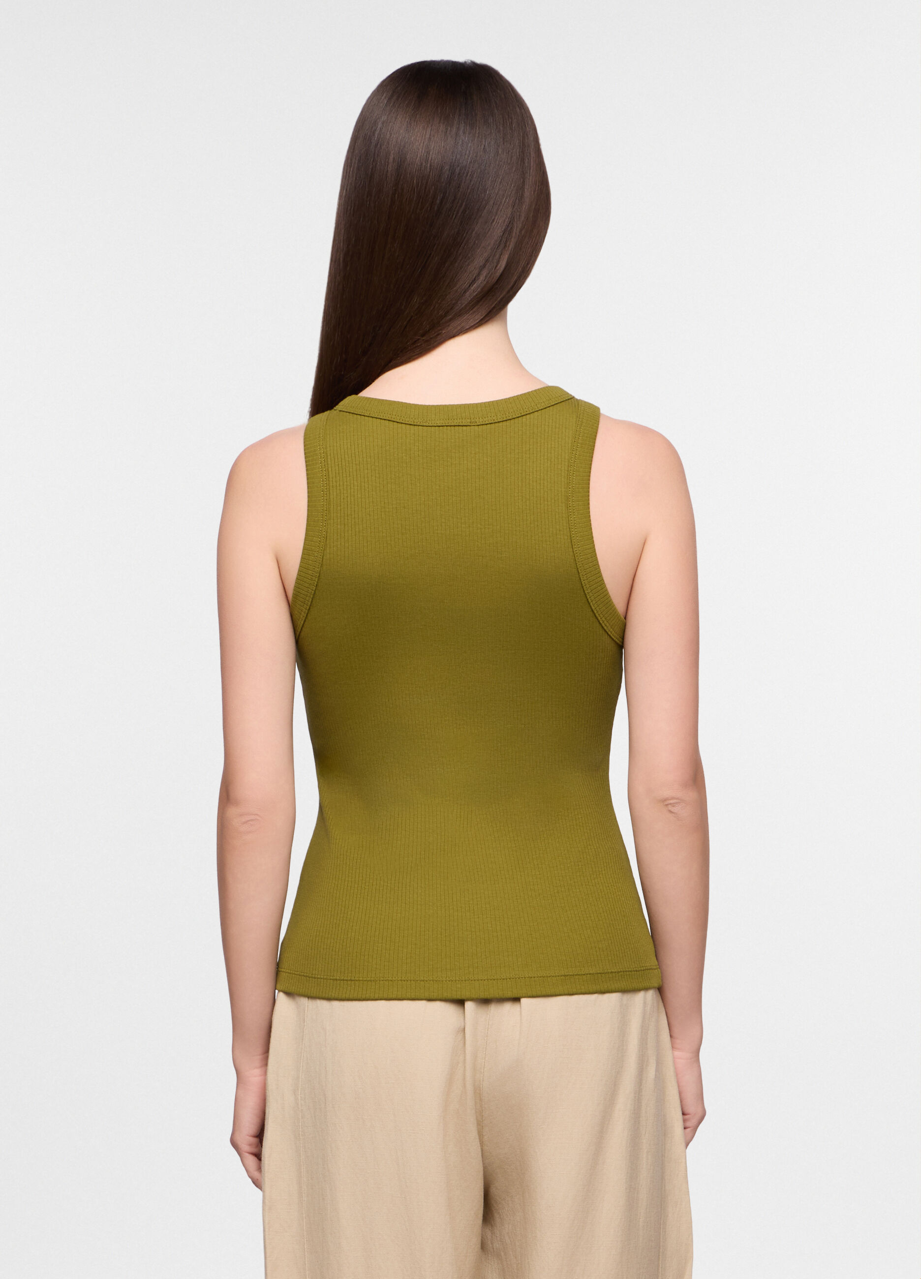Canotta Fitted in costina di puro cotone donna_1