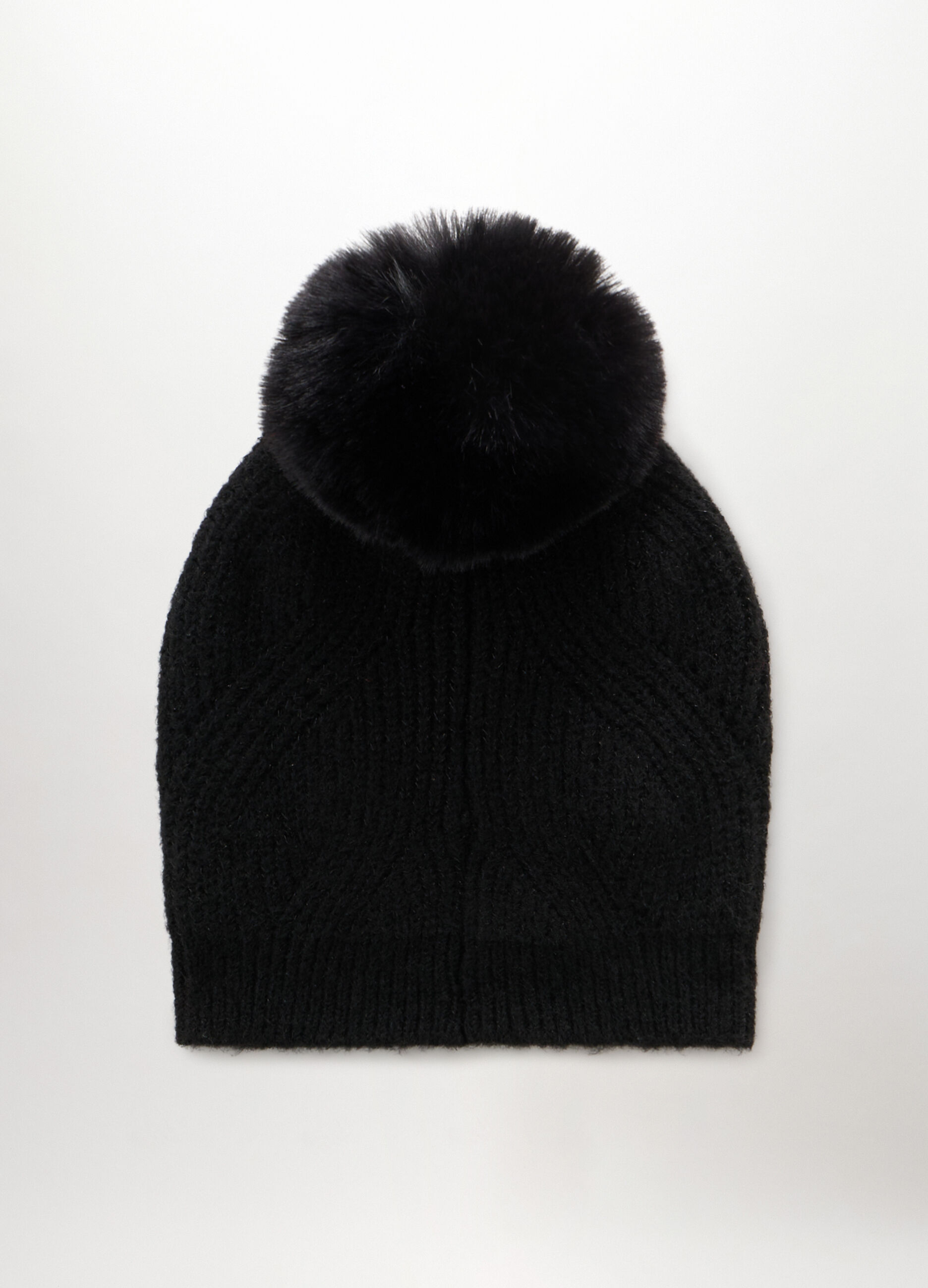 Berretto tricot con pon pom donna_0
