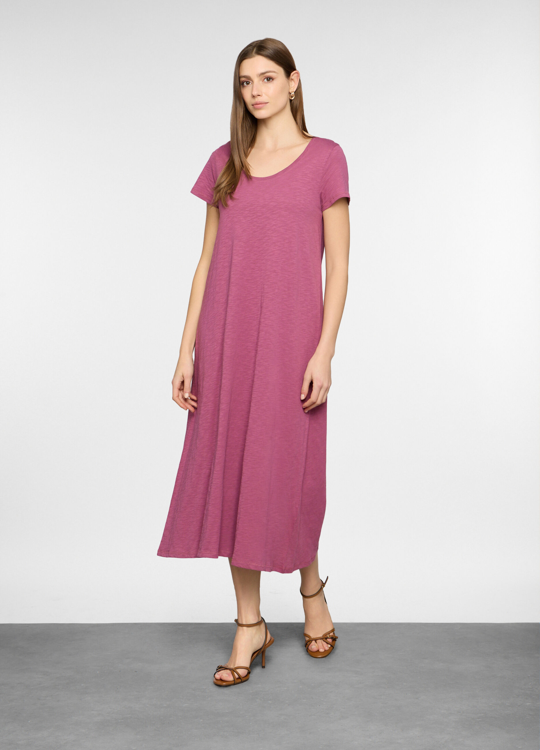 Abito lungo in jersey slub donna_0