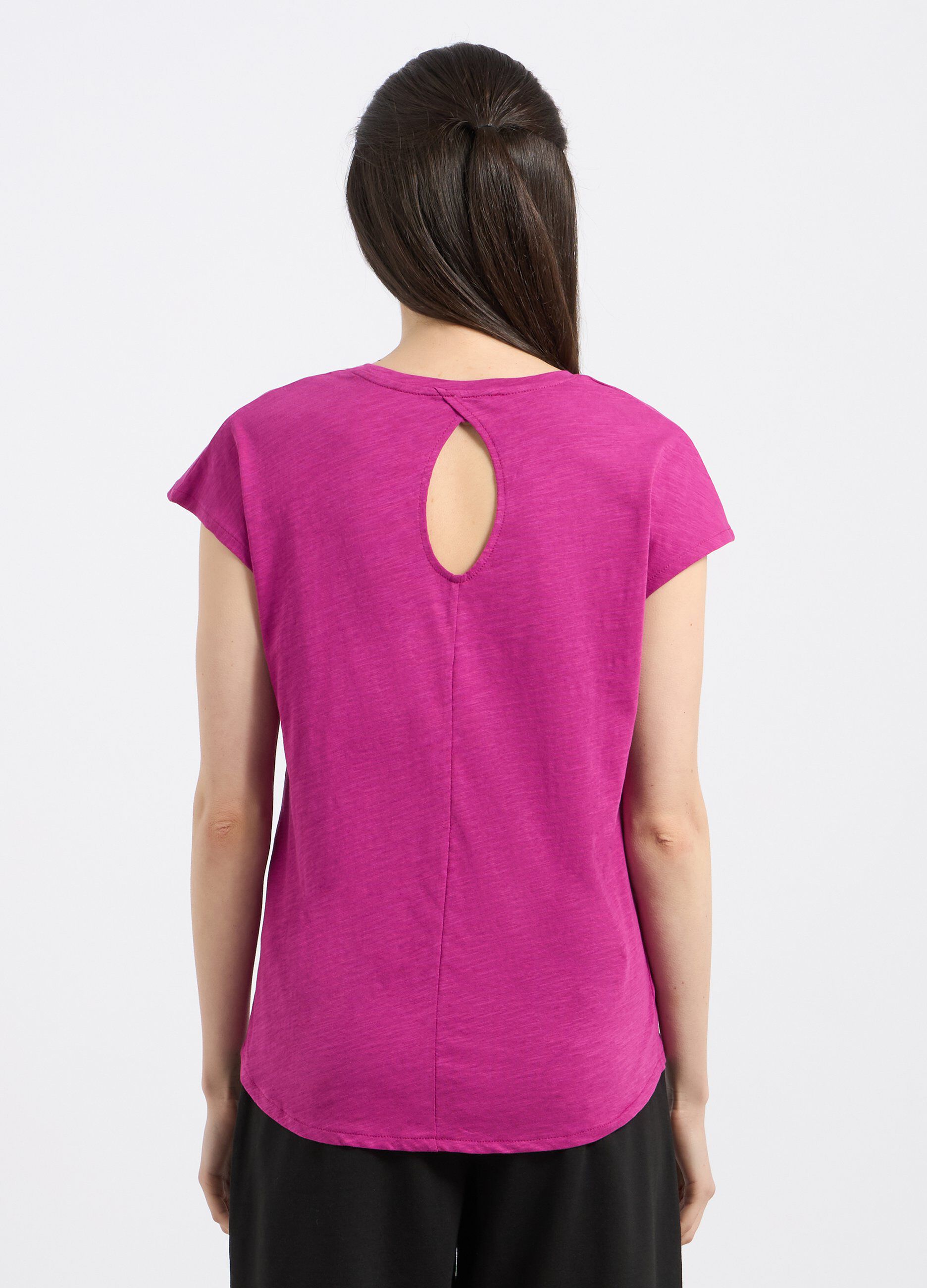 T-shirt smanicata in puro cotone donna_1