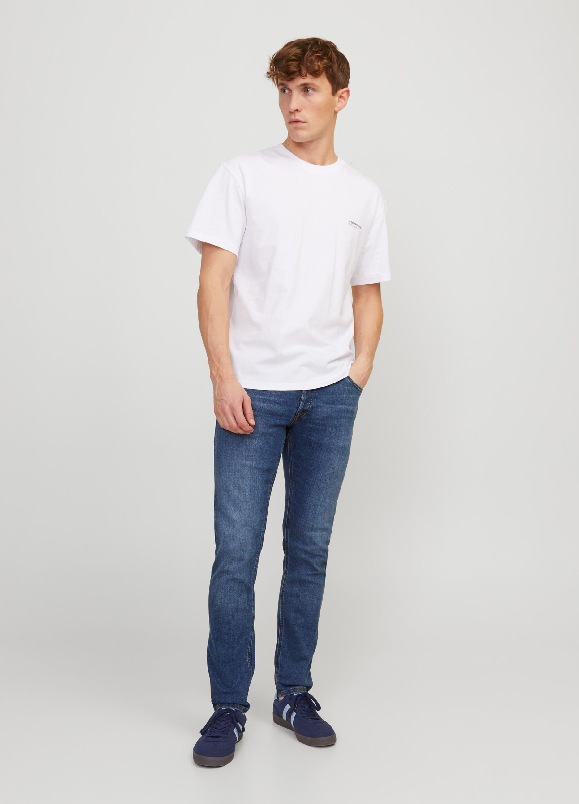 Jeans slim fit in denim di cotone uomo_0