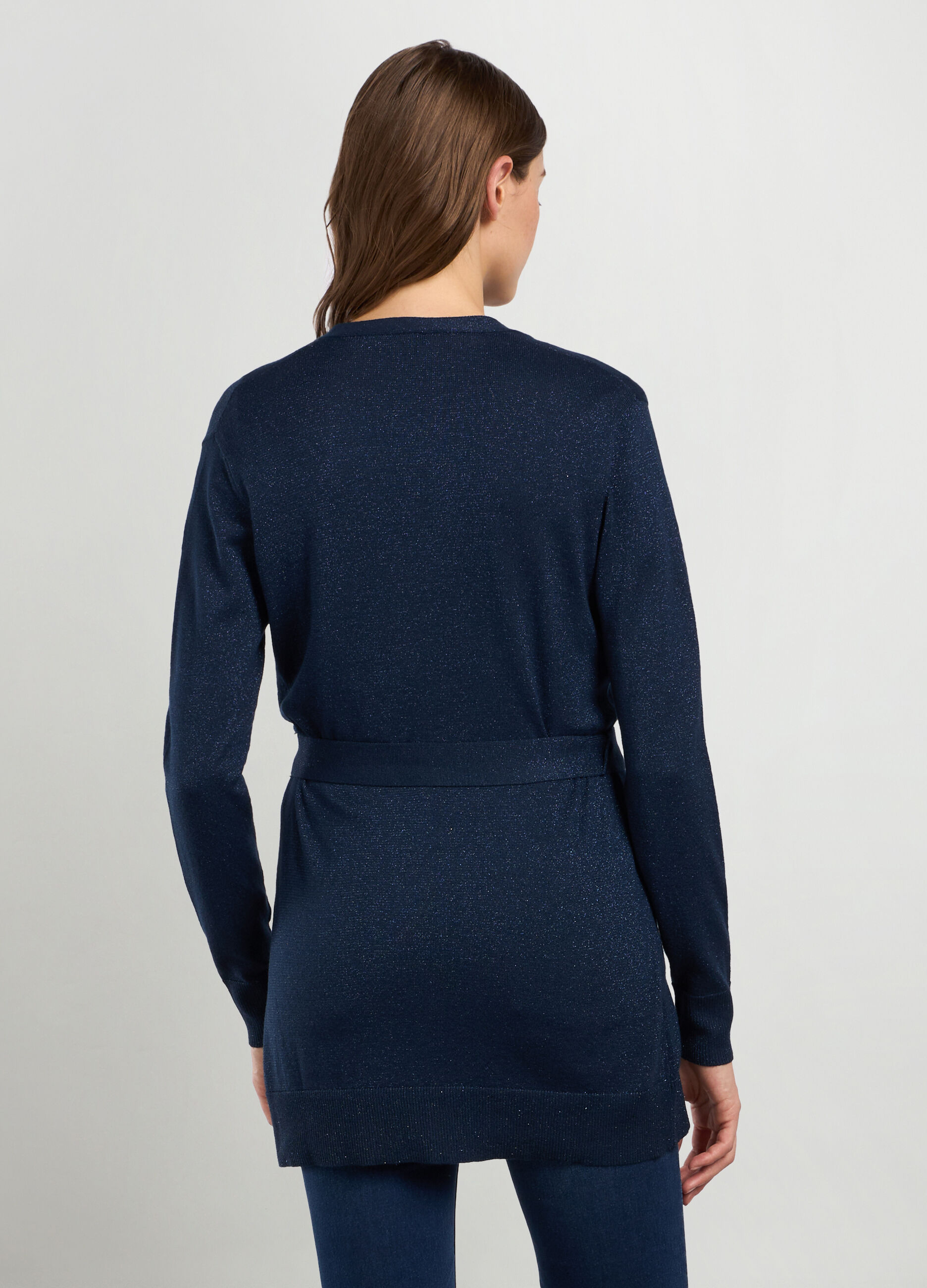 Cardigan tricot misto viscosa con filo lurex donna_1