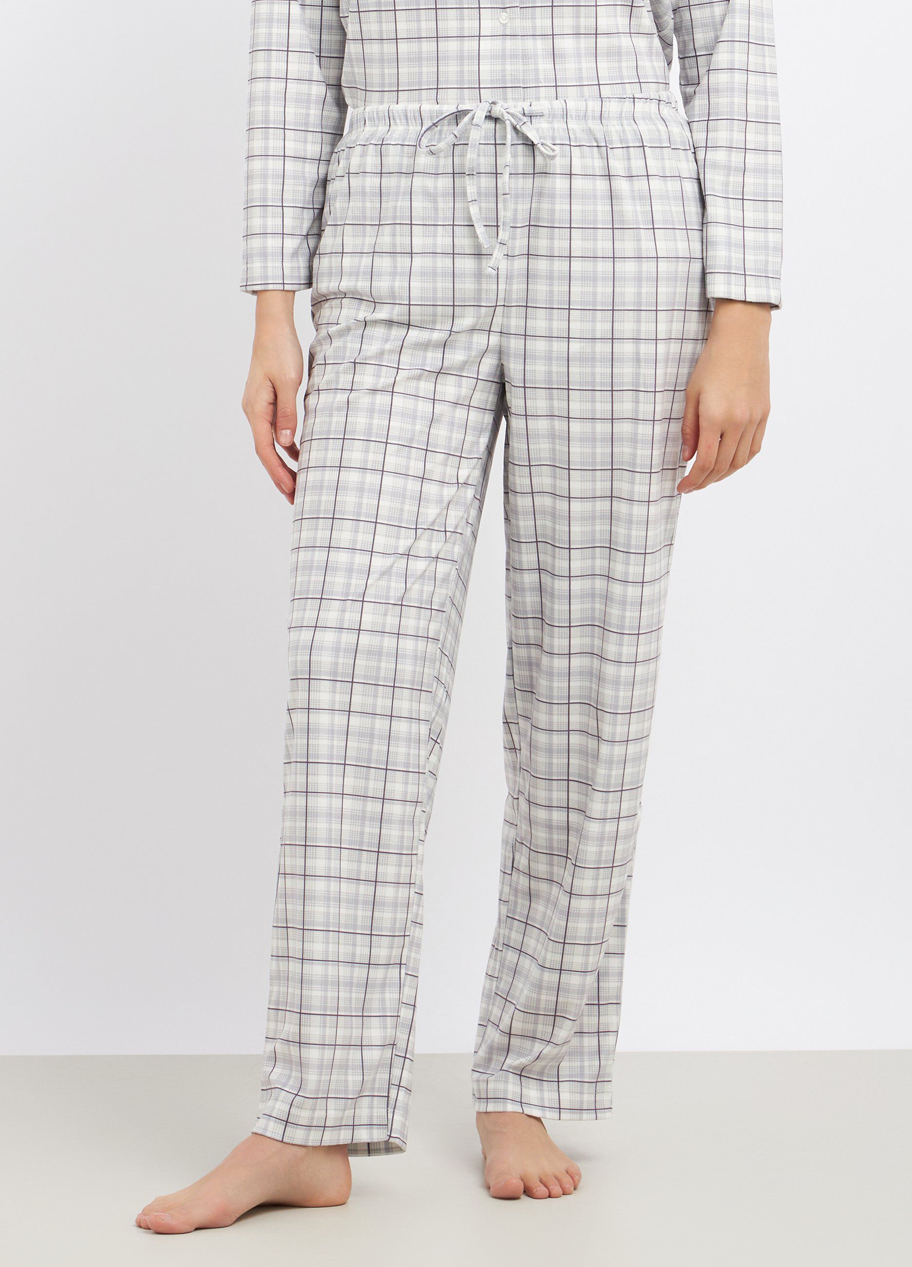 Pantaloni lunghi pigiama a quadri donna_0