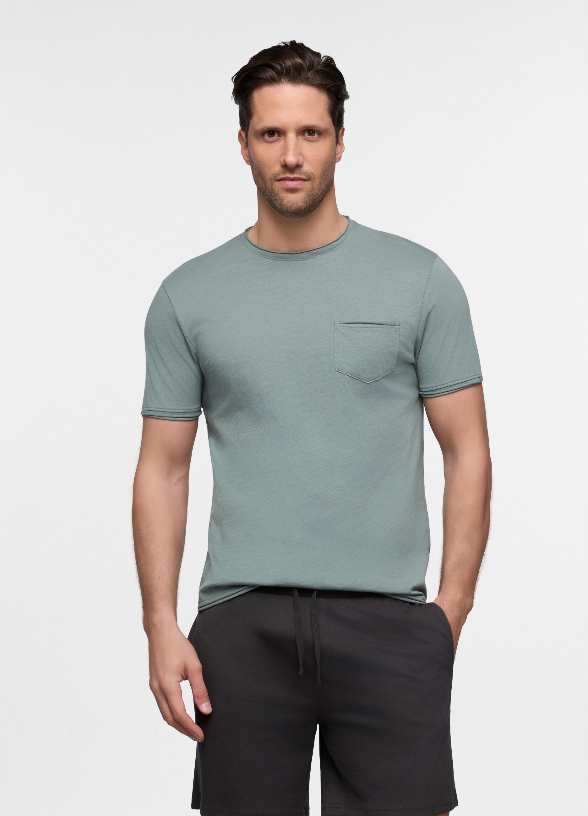 T-shirt in cotone con taschino uomo_0