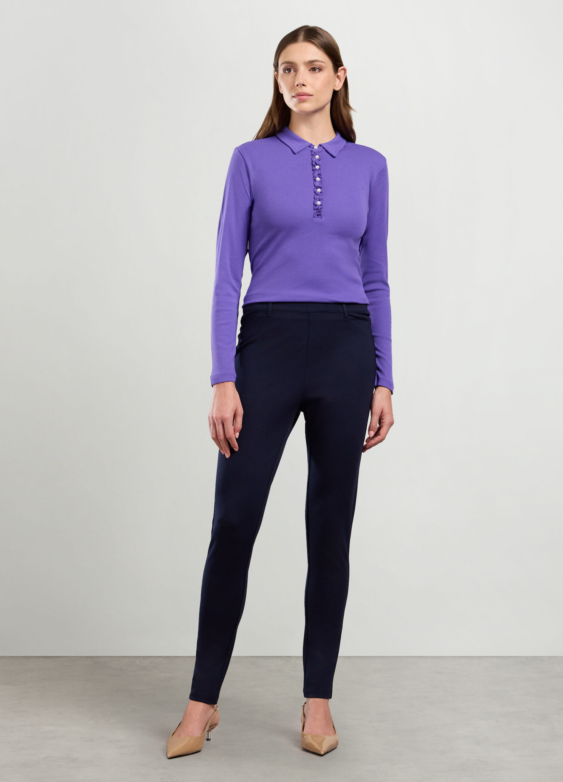 Pantaloni in misto viscosa stretch donna_0