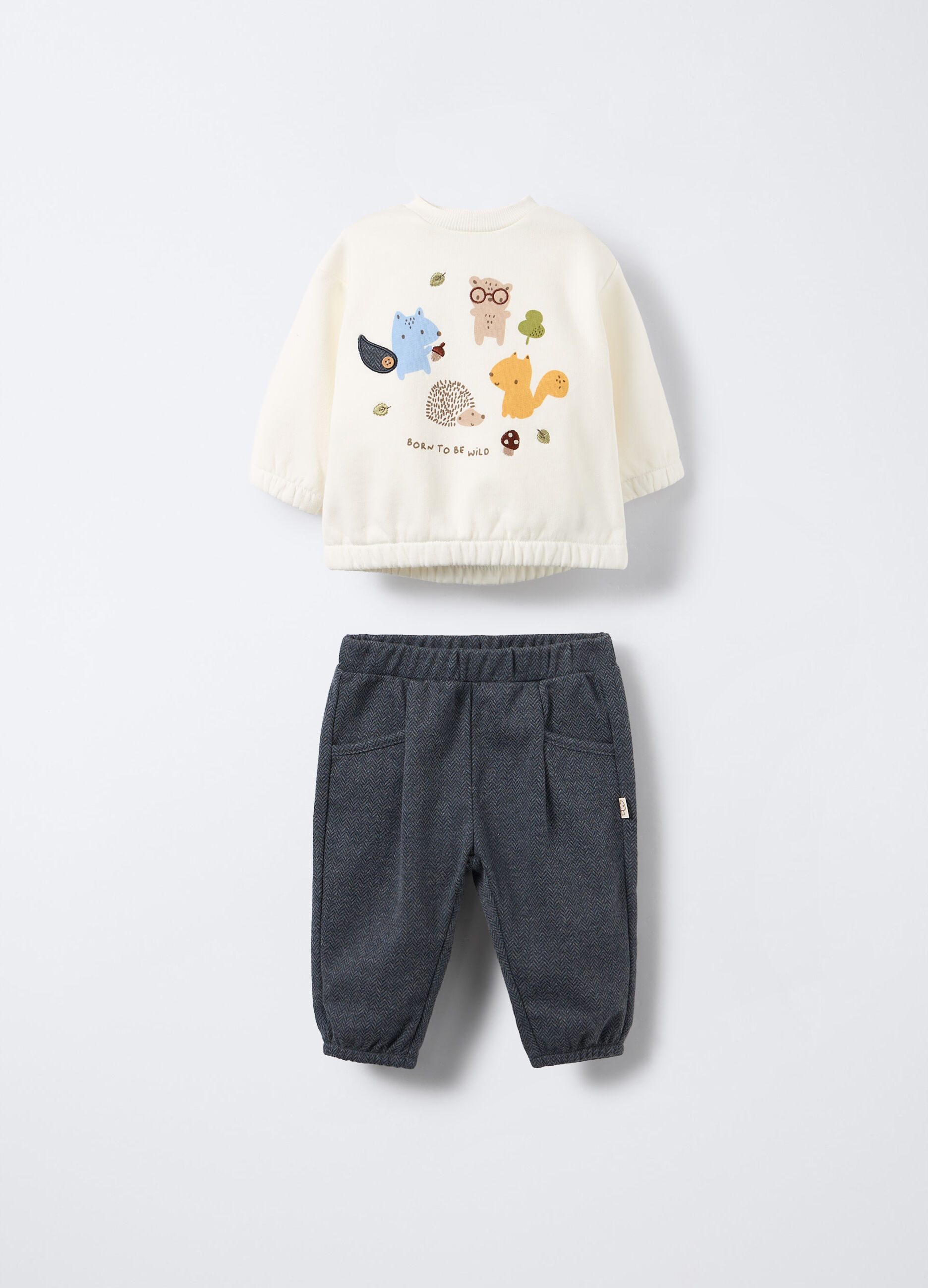 Set in Punto Milano misto cotone stretch neonato_0