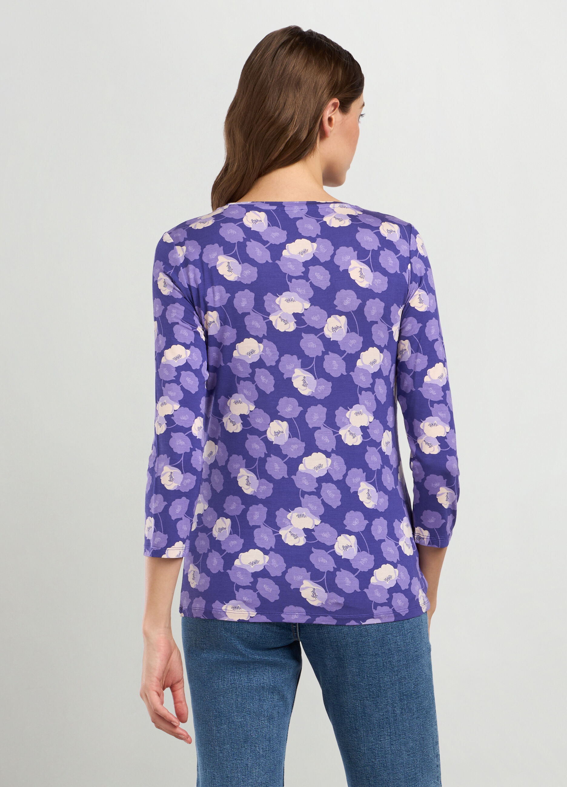 T-shirt in viscosa stretch a fiori donna_1