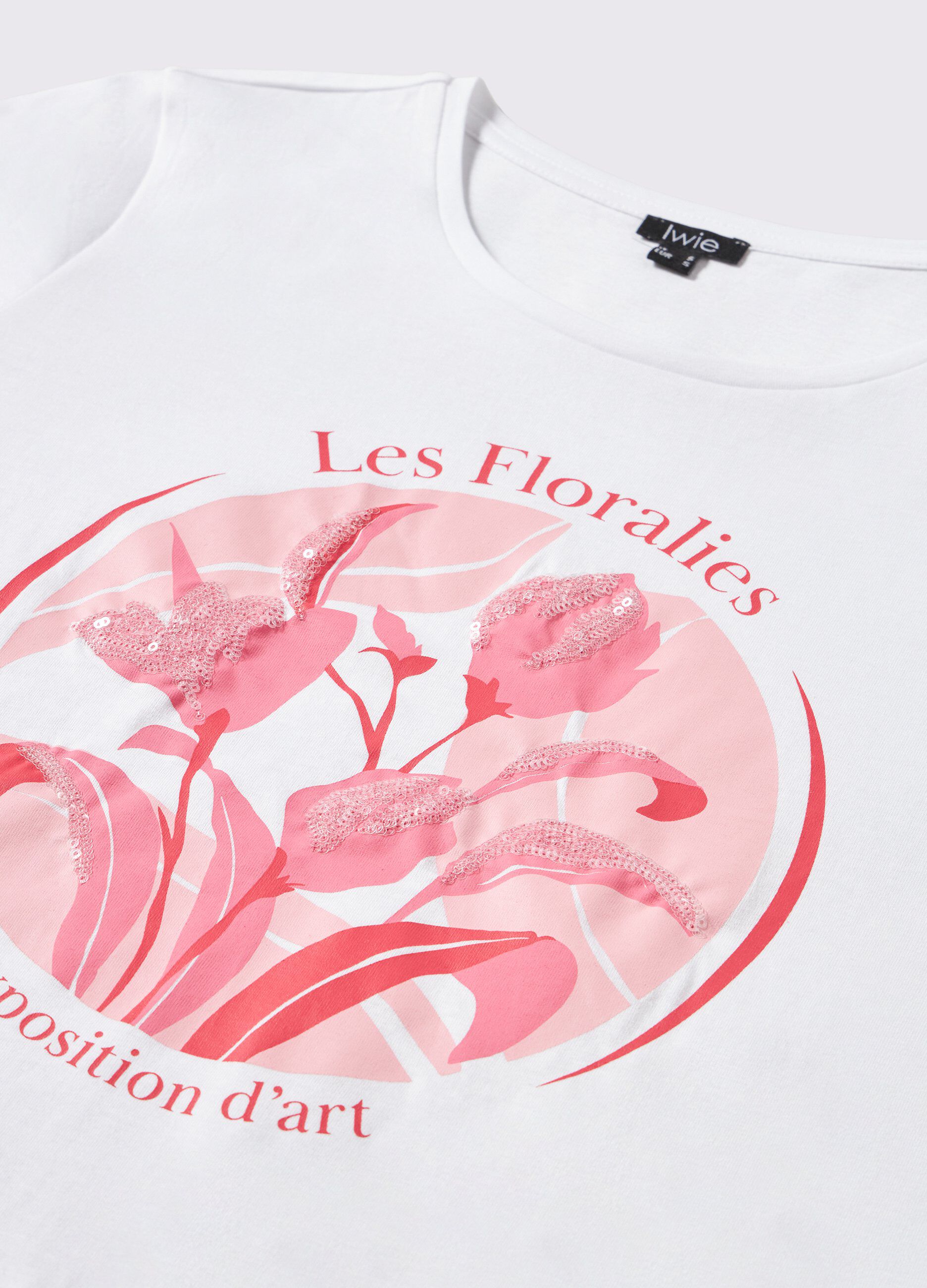 T-shirt in puro cotone con paillettes donna_1