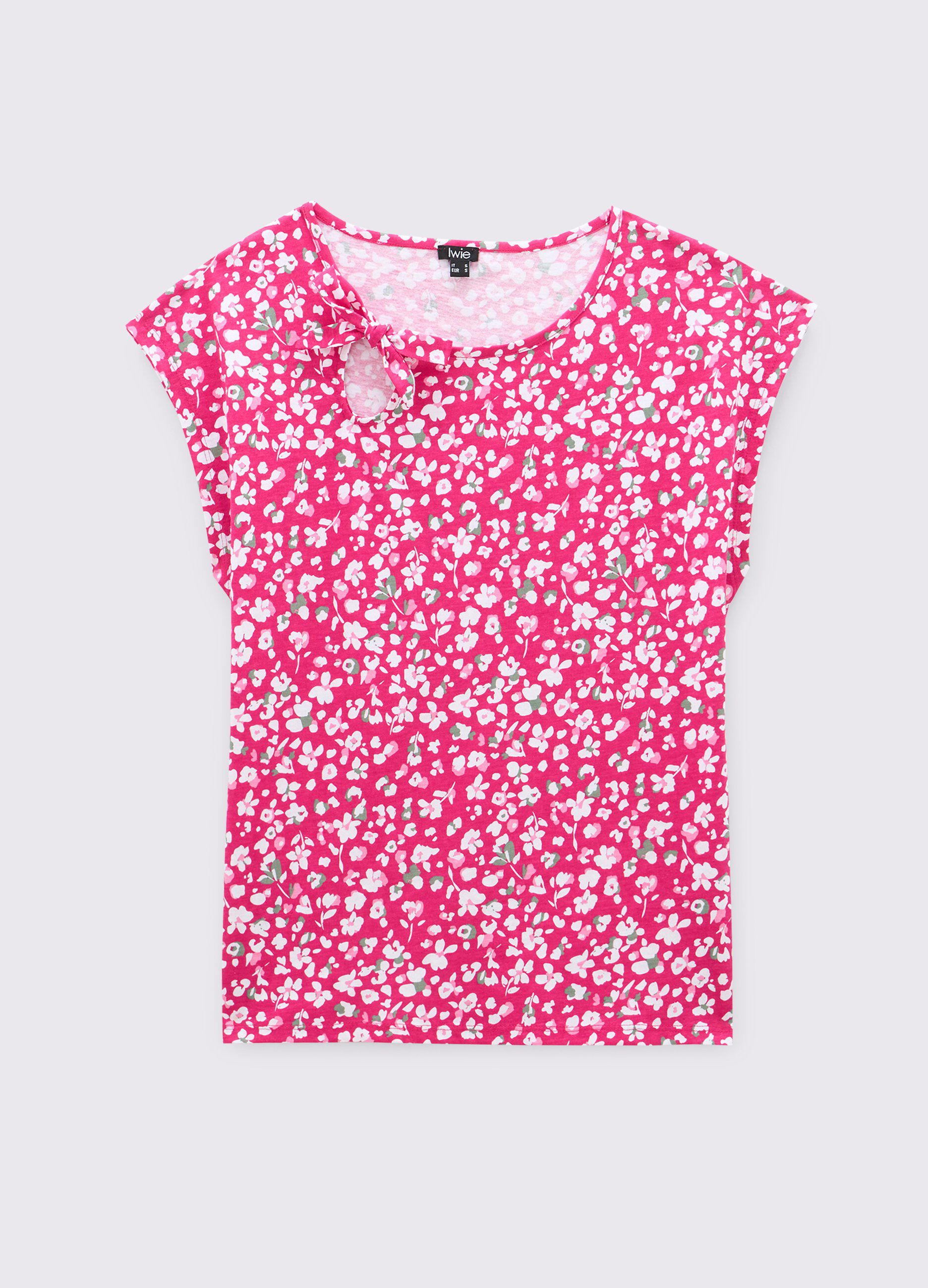 T-shirt in puro cotone con cut out donna_0